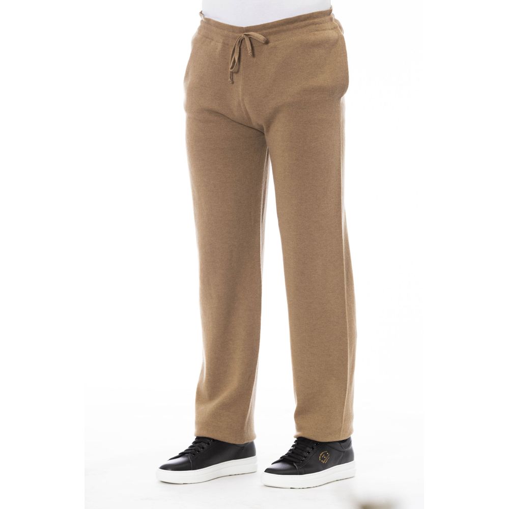 Alpha Studio Beige Wool Men Pant