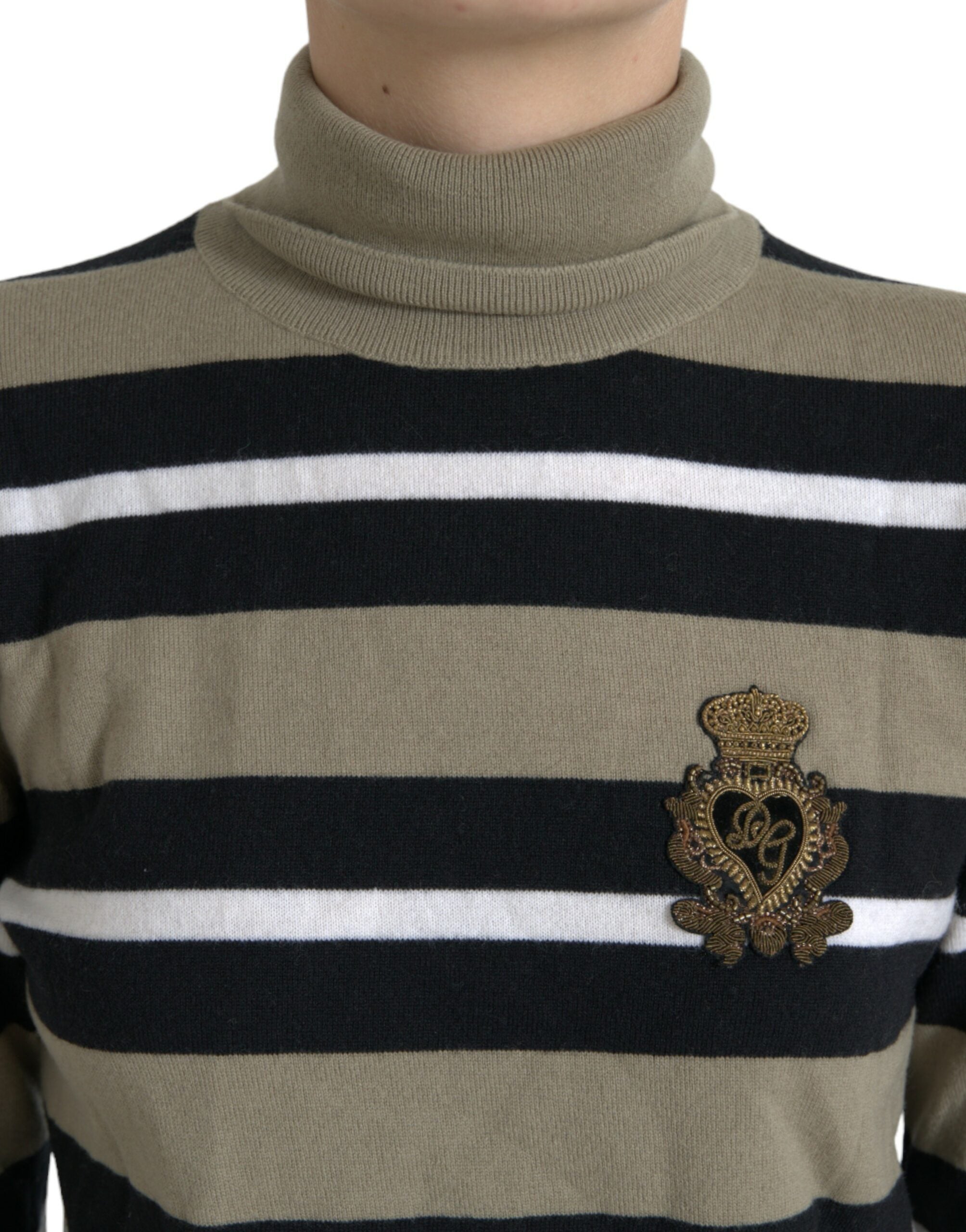 Dolce & Gabbana Elegant Striped Turtleneck Wool Sweater