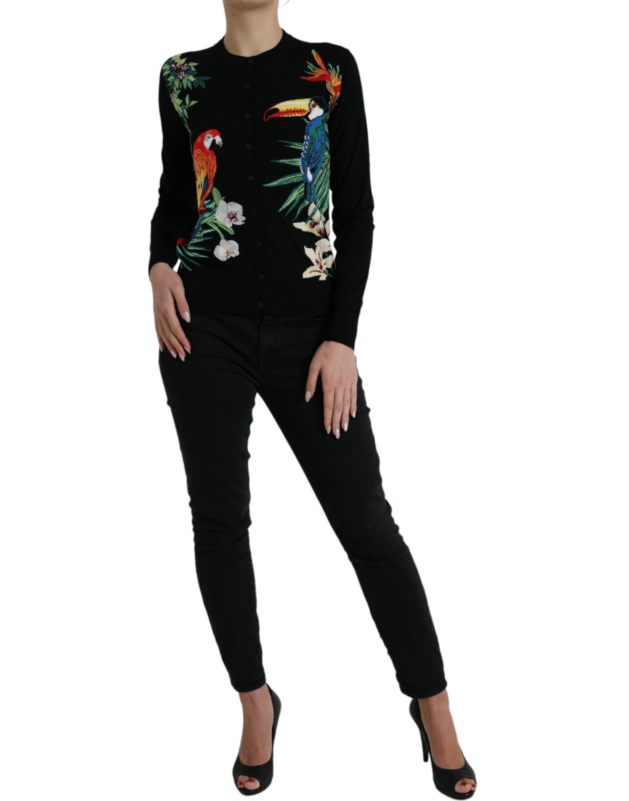 Dolce & Gabbana Elegant Wool Silk Printed Cardigan Sweater