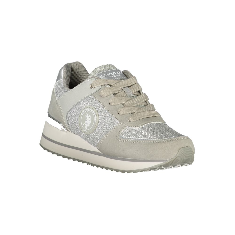 U.S. POLO ASSN. Silver Lace-Up Sneakers with Contrast Details