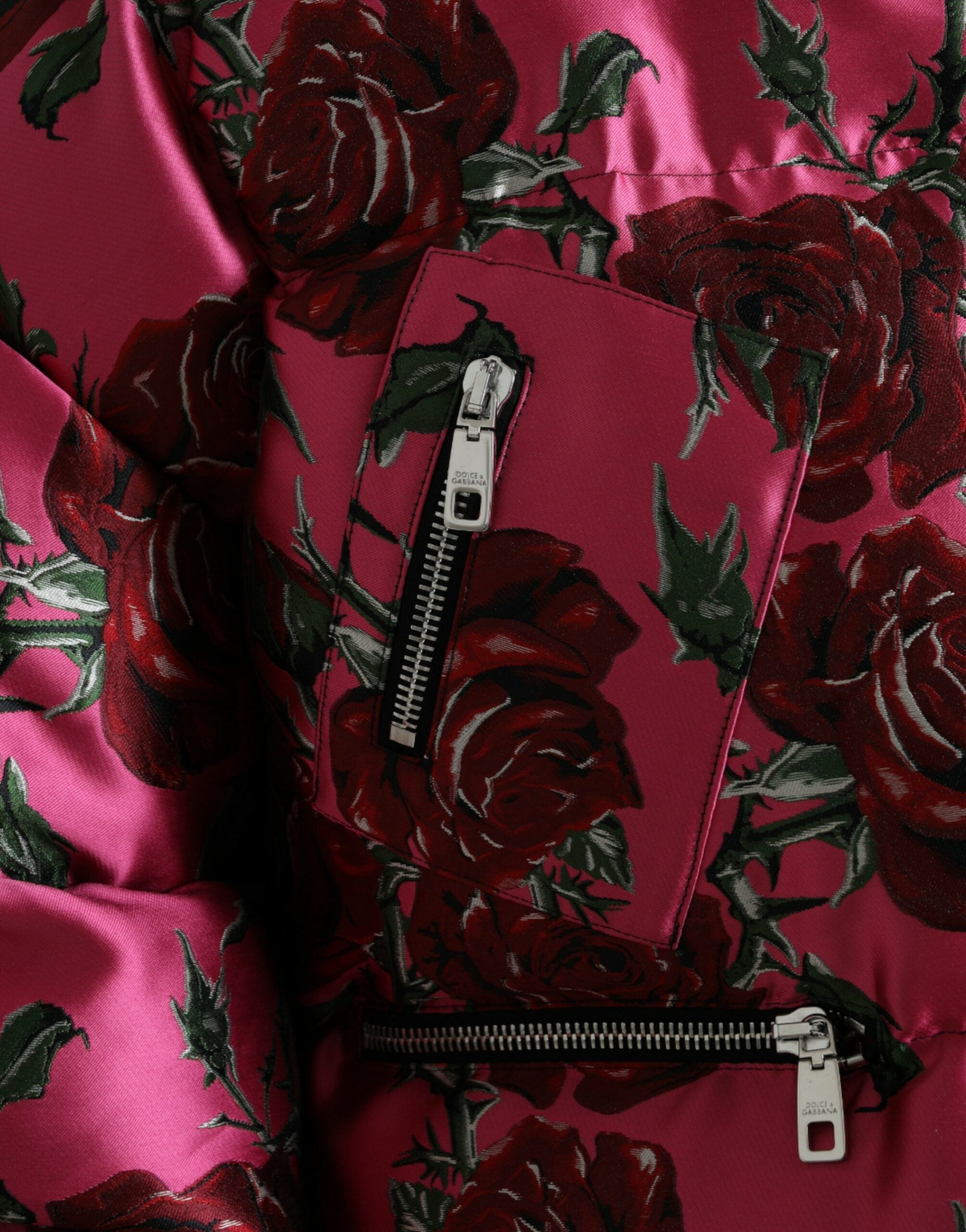 Dolce &amp; Gabbana Elegant Rose Print Καπιτονέ μπουφάν