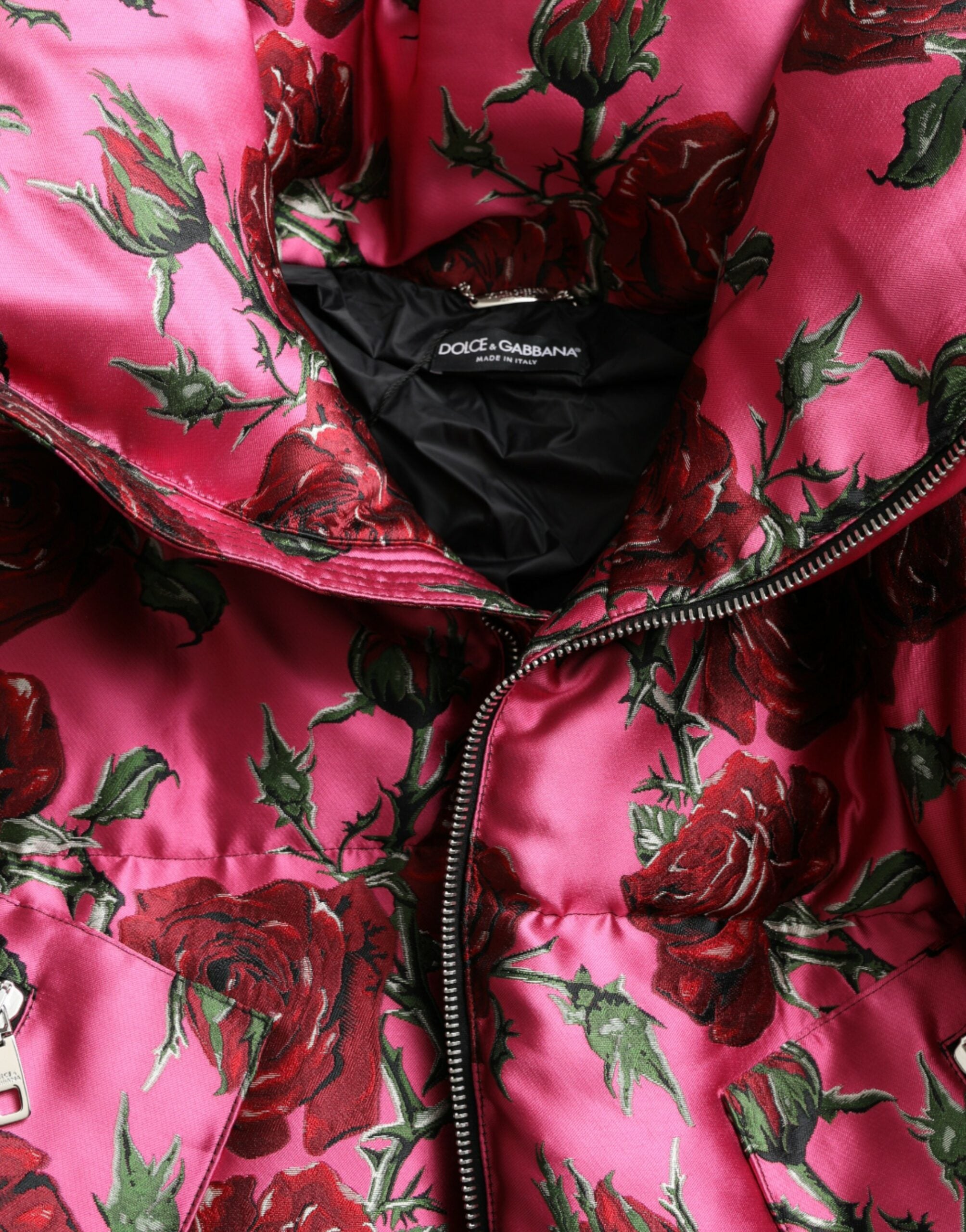 Dolce &amp; Gabbana Elegant Rose Print Καπιτονέ μπουφάν