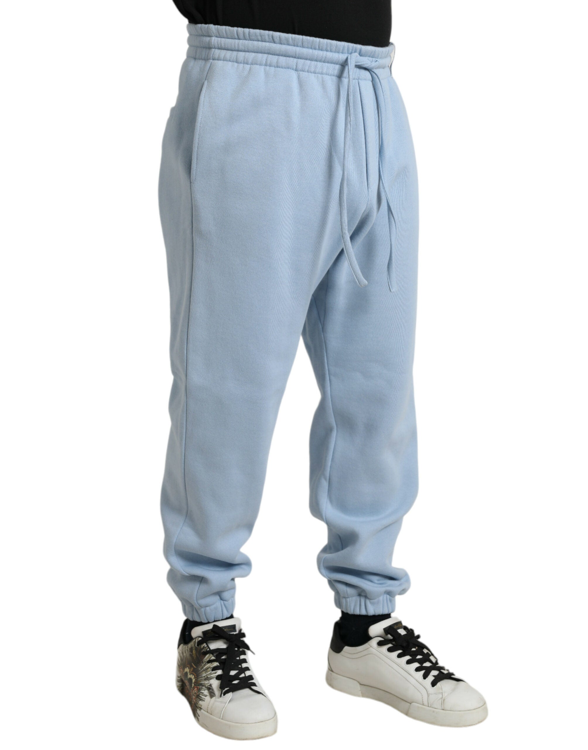 Dolce &amp; Gabbana Elegant Light Blue Cotton Blend Joggers