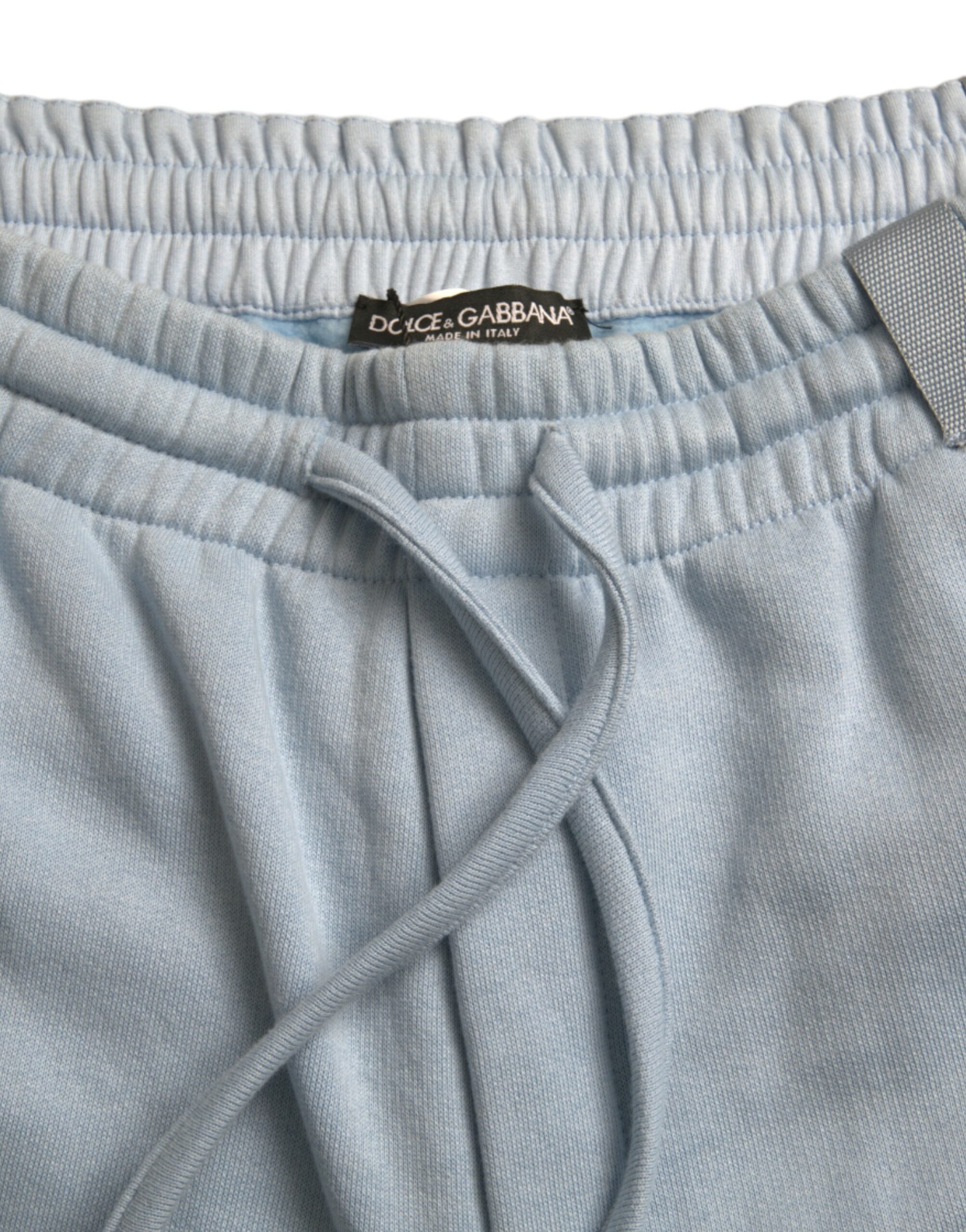 Dolce &amp; Gabbana Elegant Light Blue Cotton Blend Joggers