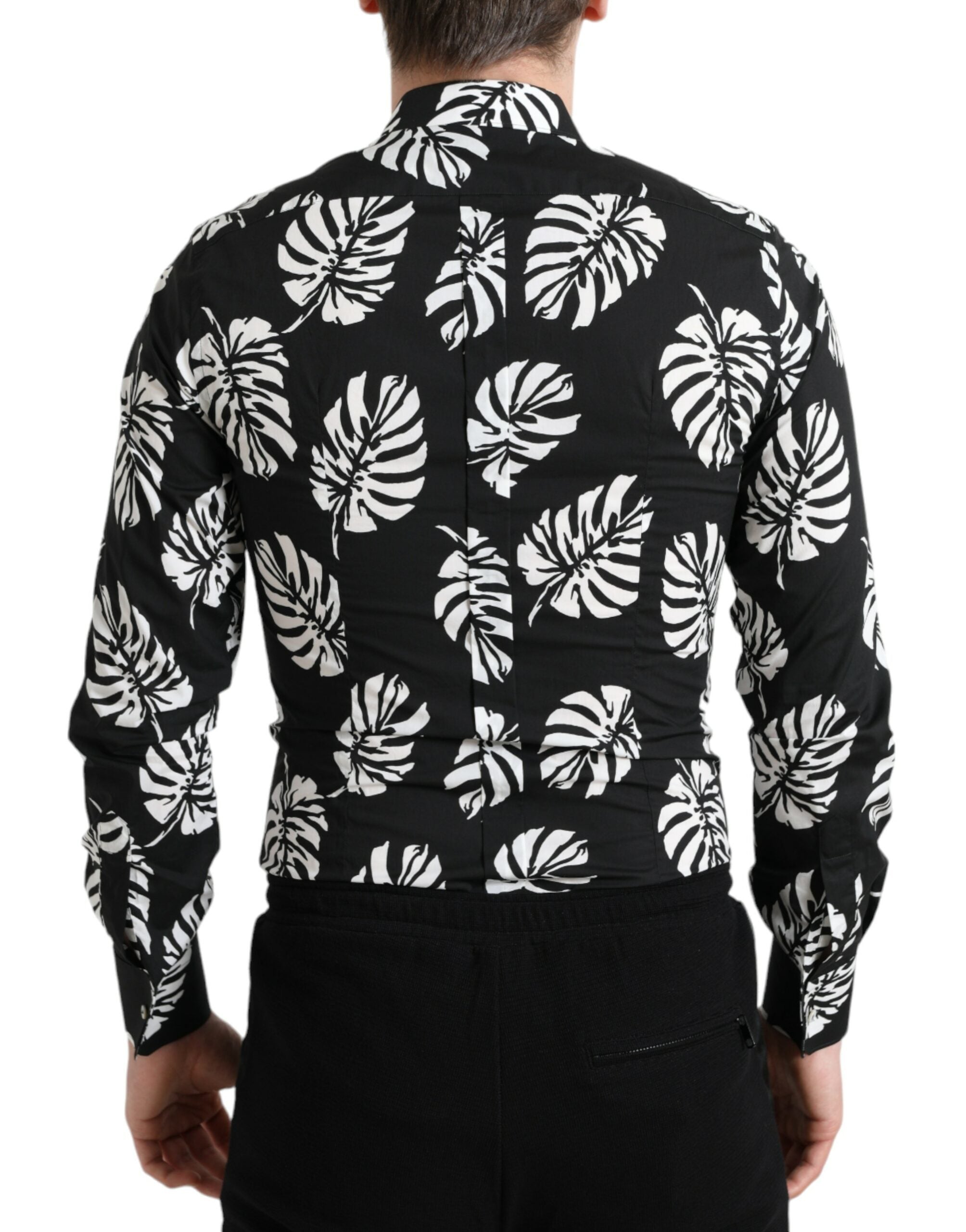 Dolce & Gabbana Elegant Leaf Print Slim Fit Dress Shirt