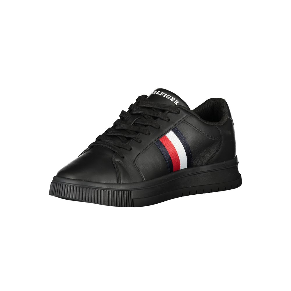 Tommy Hilfiger Black Leather Men Sneaker