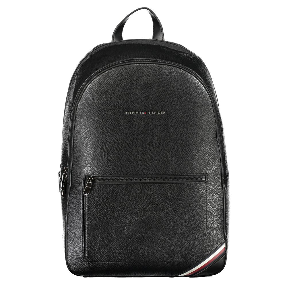 Tommy Hilfiger Κομψό Μαύρο Urban Backpack με Αντίθεση Λεπτομέρειες