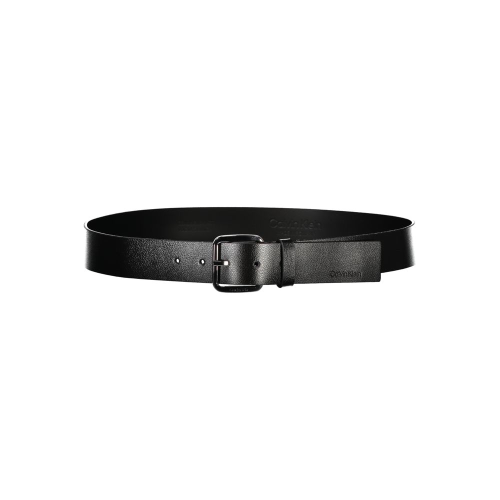 Calvin Klein Elegant Black Leather Belt with Metal Buckle