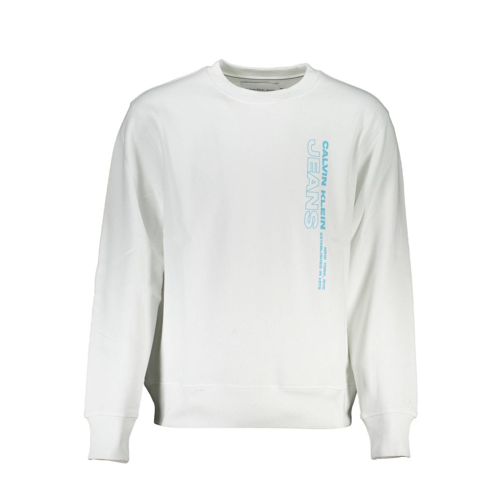 Calvin Klein Crisp White Crew Neck Cotton-Blend Πουλόβερ