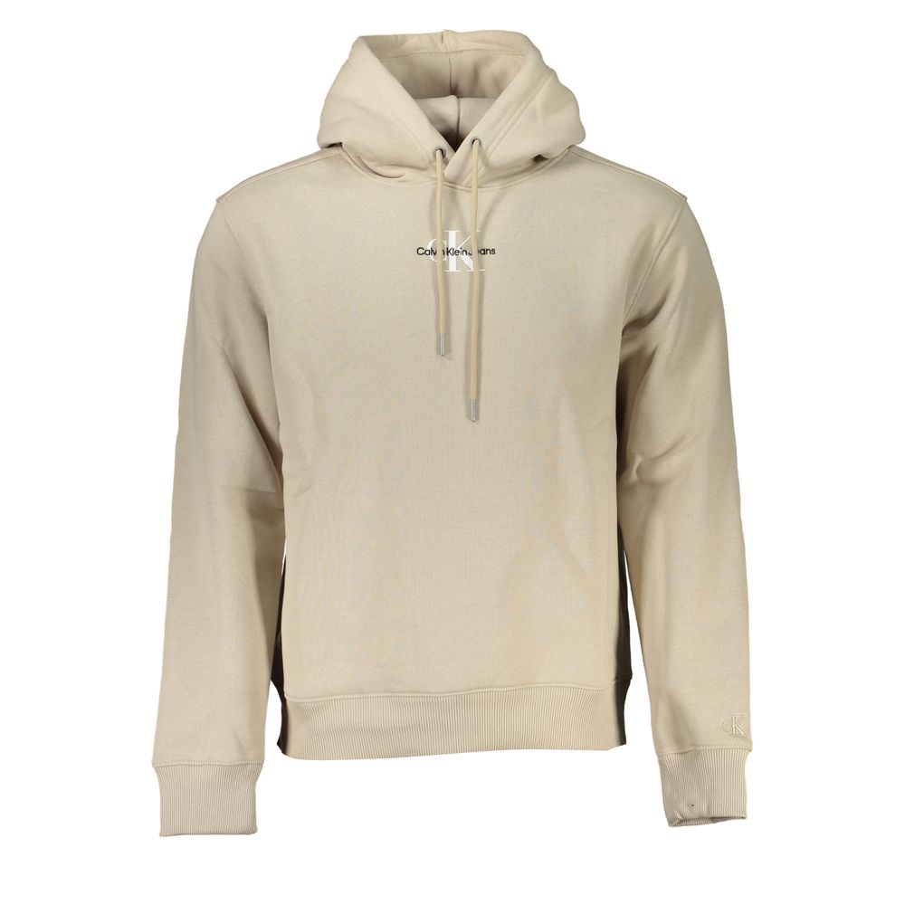 Calvin Klein Μπεζ Φλις Hoodie με Κέντημα Λογότυπου