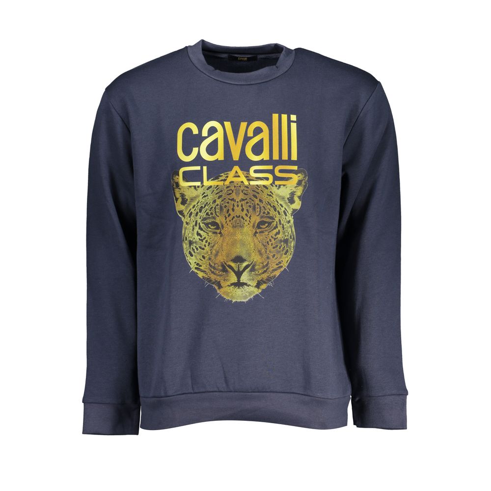 Κομψή φούτερ Cavalli Class Crew Fleece λαιμόκοψη σε μπλε χρώμα