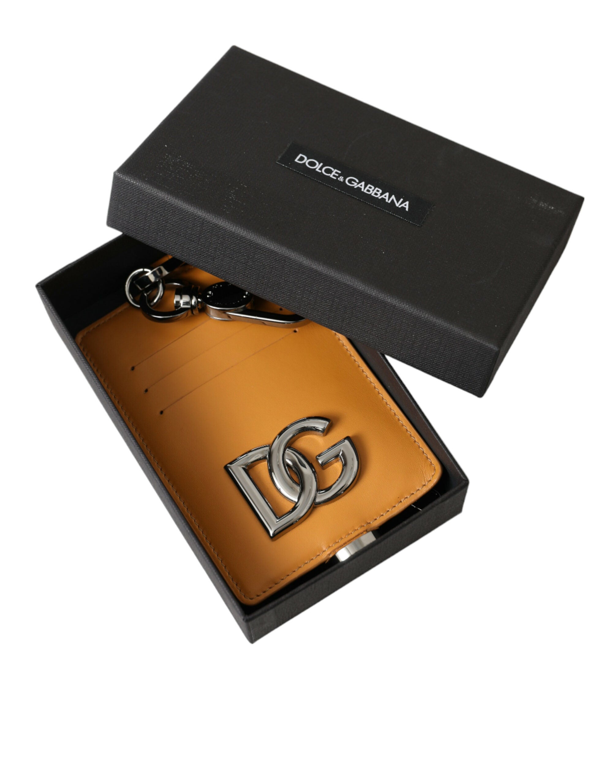 Dolce &amp; Gabbana Elegant Orange Calf Δερμάτινη θήκη για κάρτες