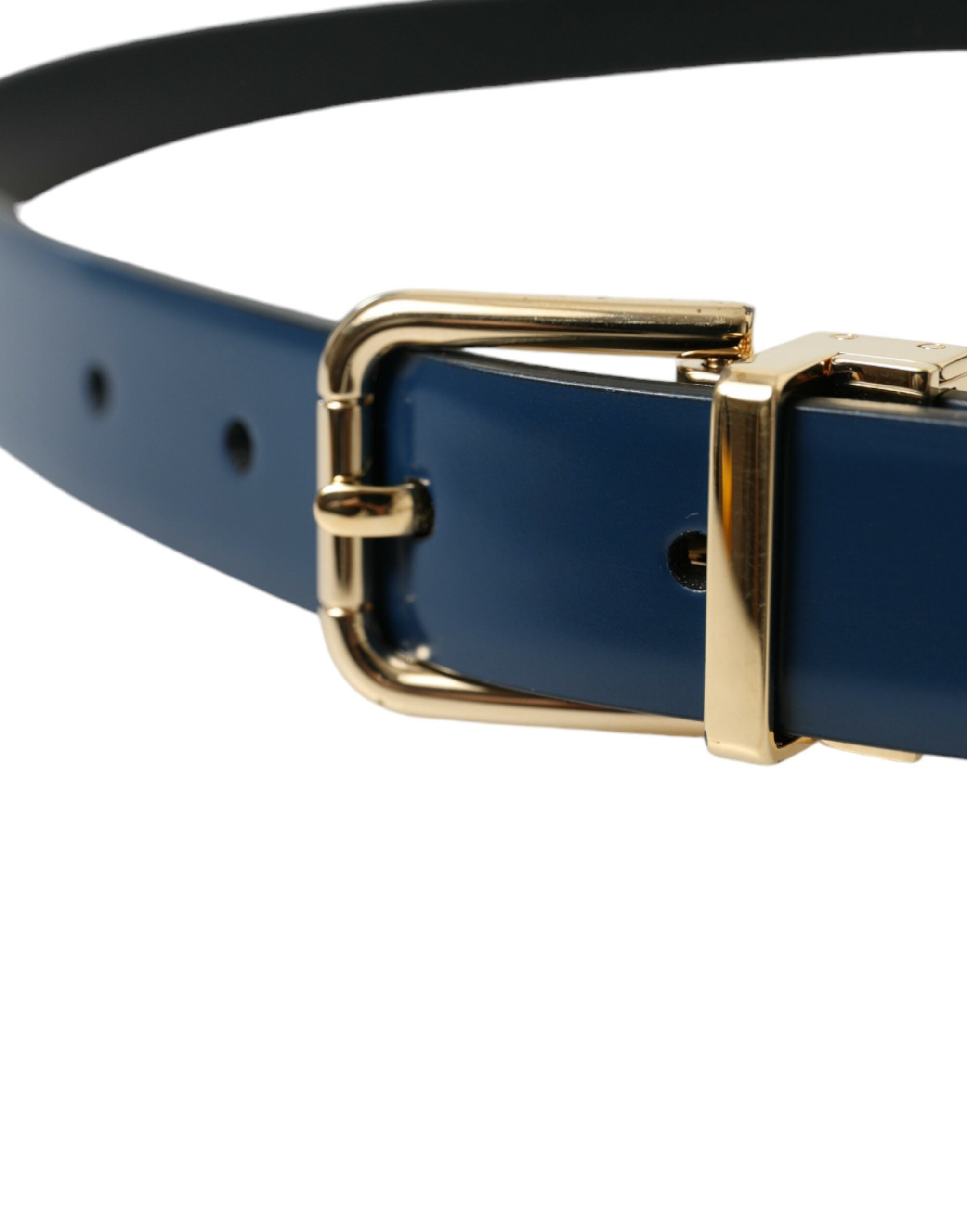 Dolce & Gabbana Elegant Blue Leather Belt with Metal Buckle