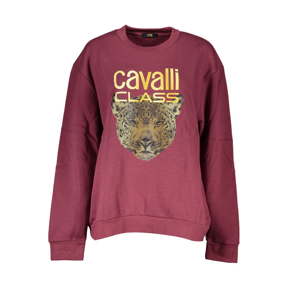 Φούτερ Cavalli Class Purple Fleece Crew λαιμόκοψη με τύπωμα λογότυπου