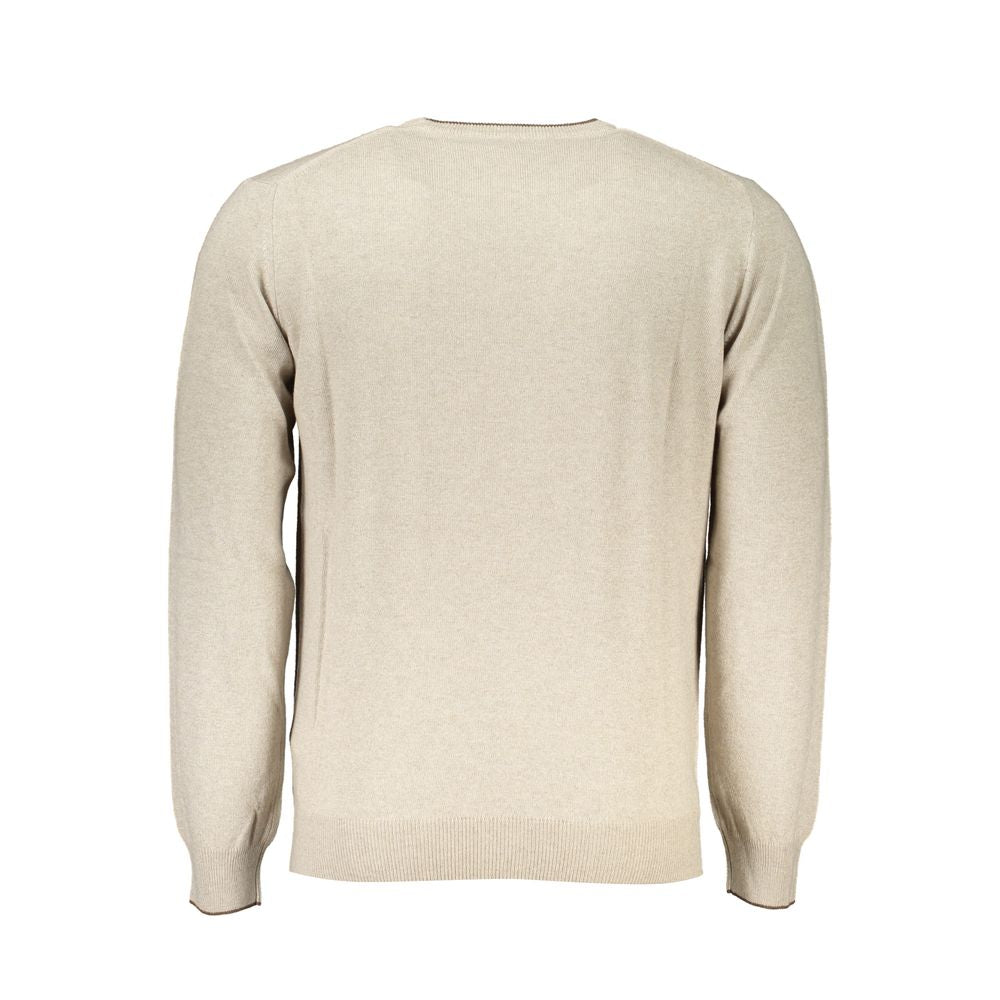 Πολυτελές πουλόβερ Harmont & Blaine Beige Crew Neck με κέντημα