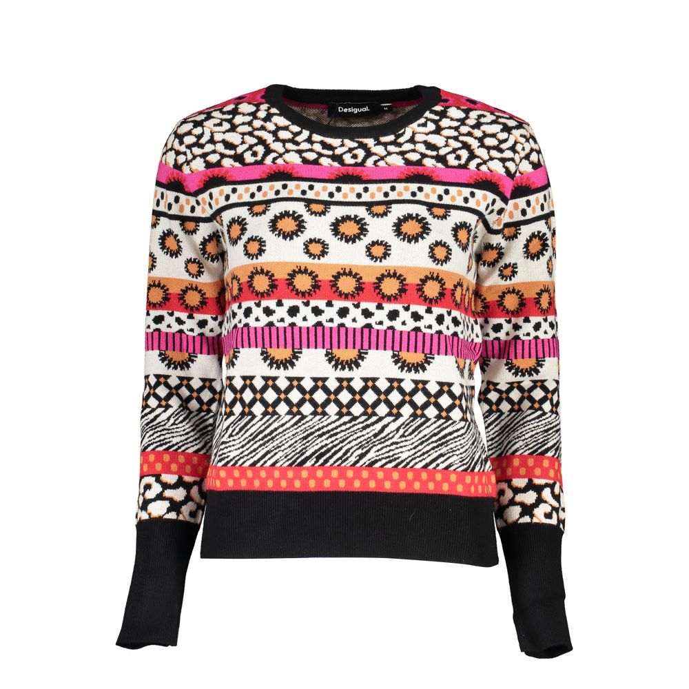 Πουλόβερ Desigual Chic Pink Contrast Crew Neck