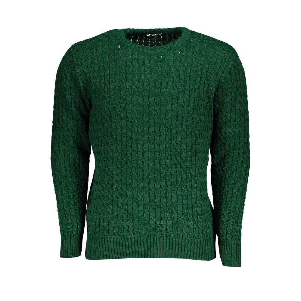 US Grand Polo Twist-Knit Green Crew λαιμόκοψη πουλόβερ