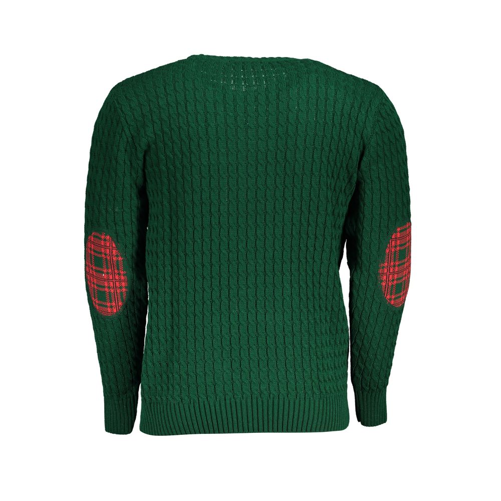 US Grand Polo Twist-Knit Green Crew λαιμόκοψη πουλόβερ