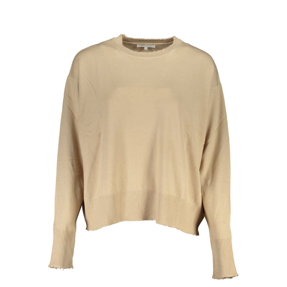 Πουλόβερ Patrizia Pepe Chic Beige Crew Neck με λεπτομέρειες αντίθεσης