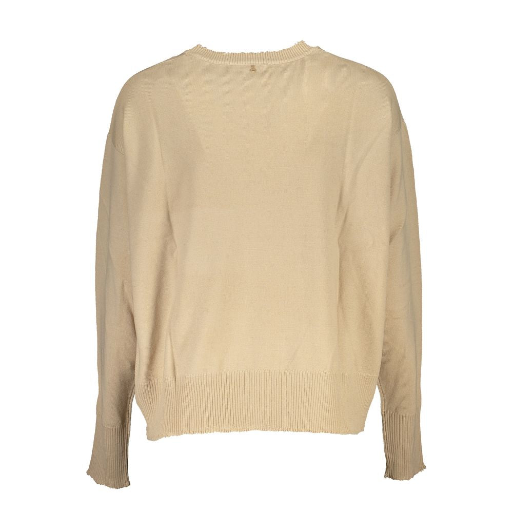 Πουλόβερ Patrizia Pepe Chic Beige Crew Neck με λεπτομέρειες αντίθεσης