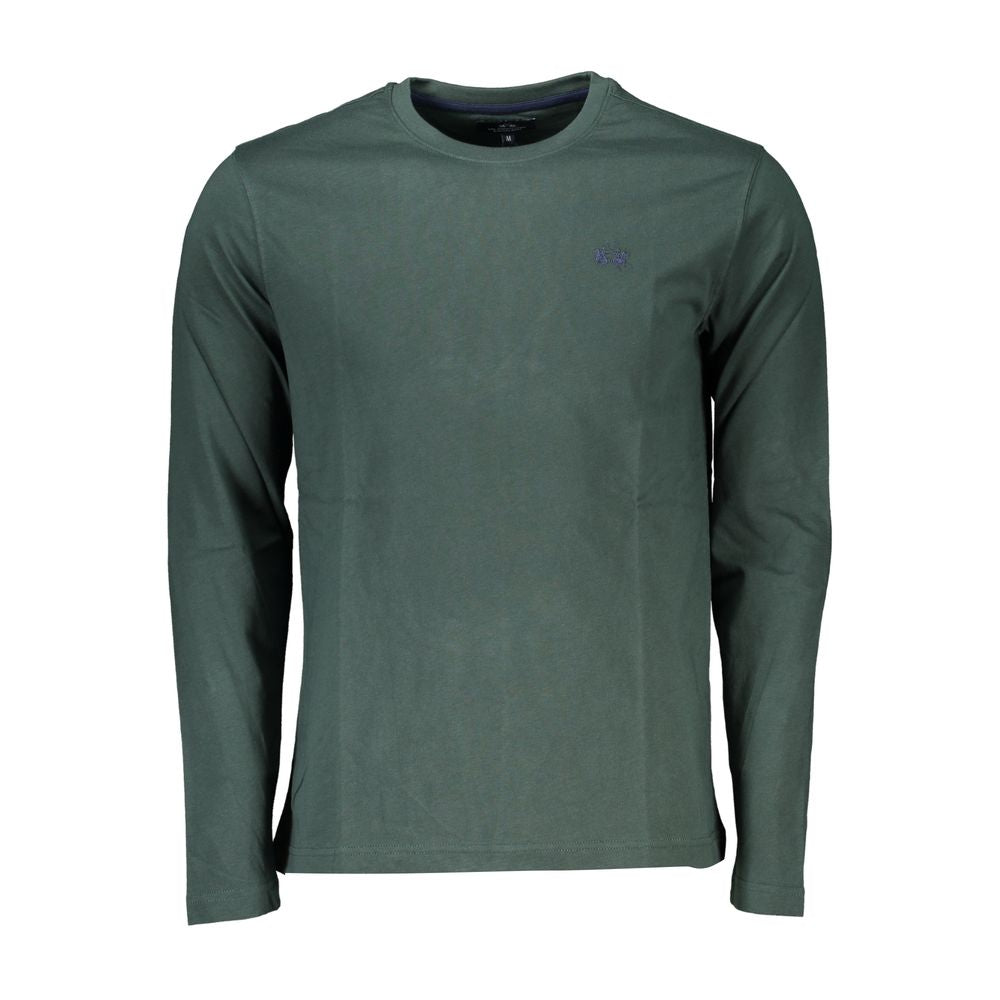 La Martina Elegant Crew Neck Green Tee με κέντημα