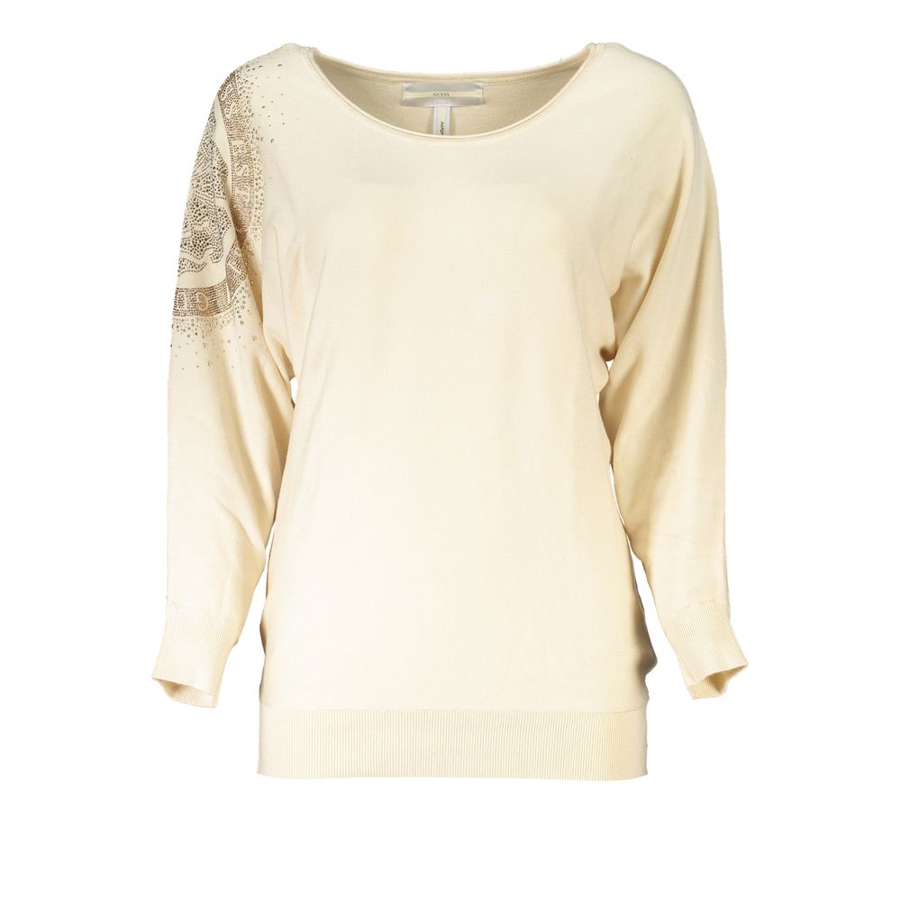 Πουλόβερ Guess Jeans Beige Rhinestone Crew Neck