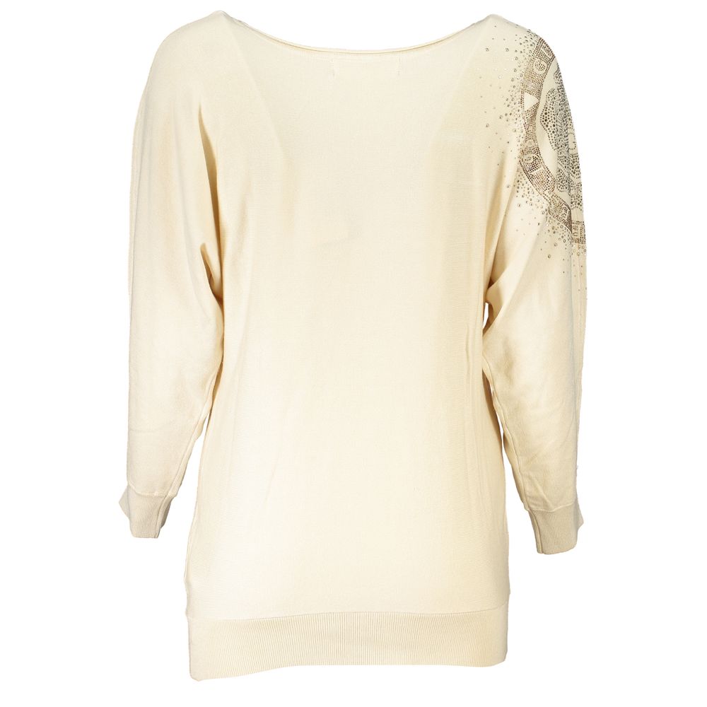 Πουλόβερ Guess Jeans Beige Rhinestone Crew Neck