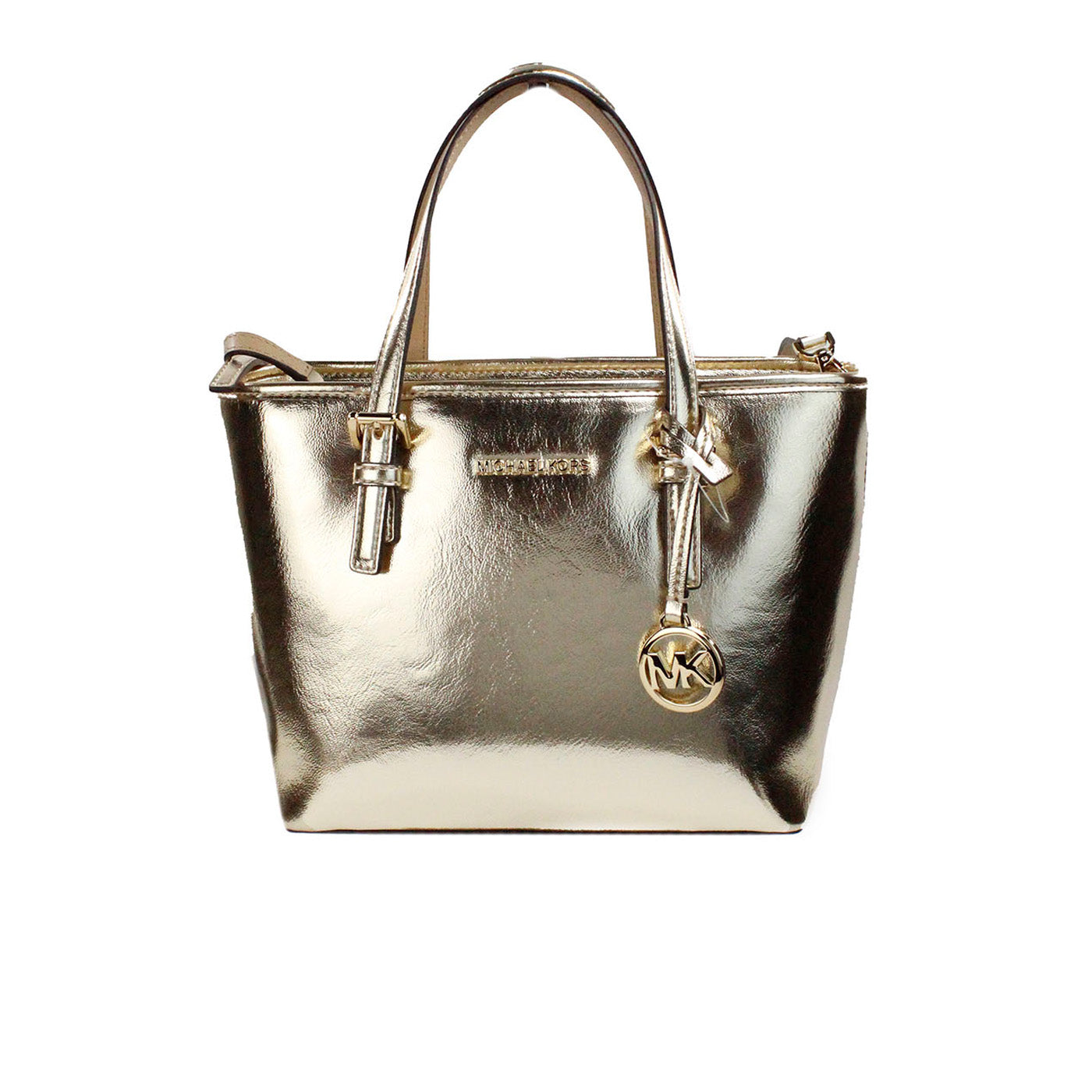 Michael Kors Jet Set Pale Gold Metallic XS Carryall Top Zip Tote Bag Τσαντάκι