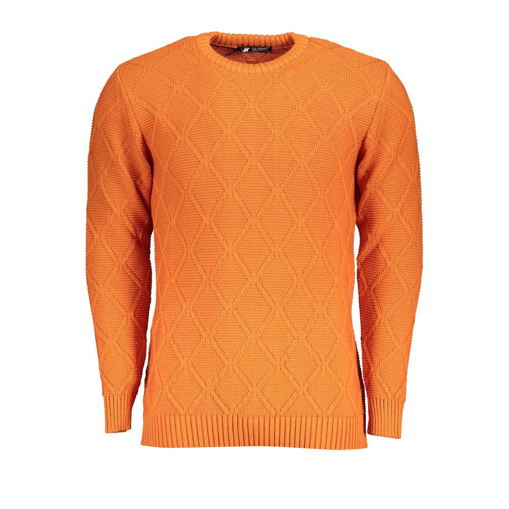 Πουλόβερ US Grand Polo Orange Diamond Pattern Crew Neck