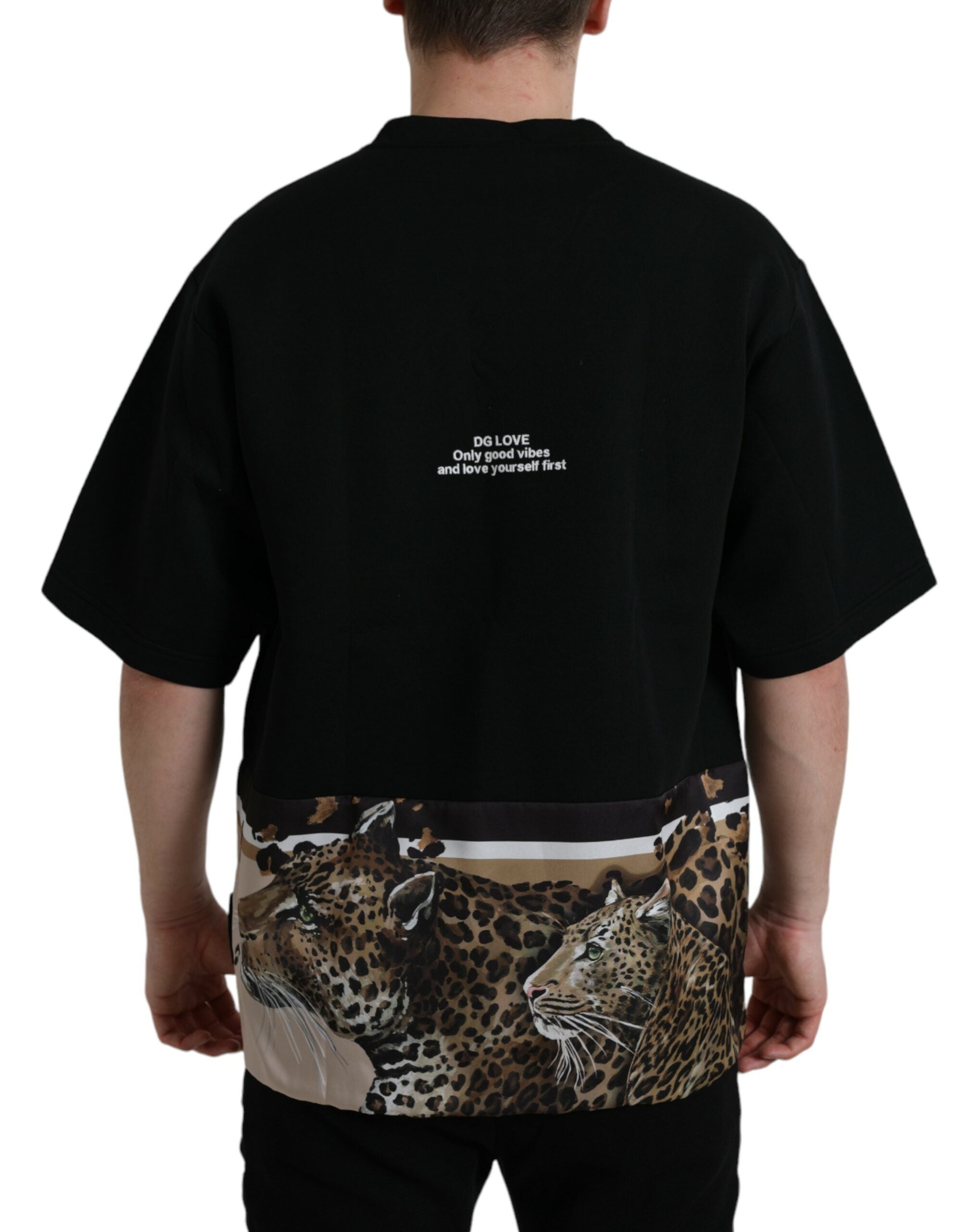 Dolce &amp; Gabbana Elegant Leopard Print Crew Neck Tee