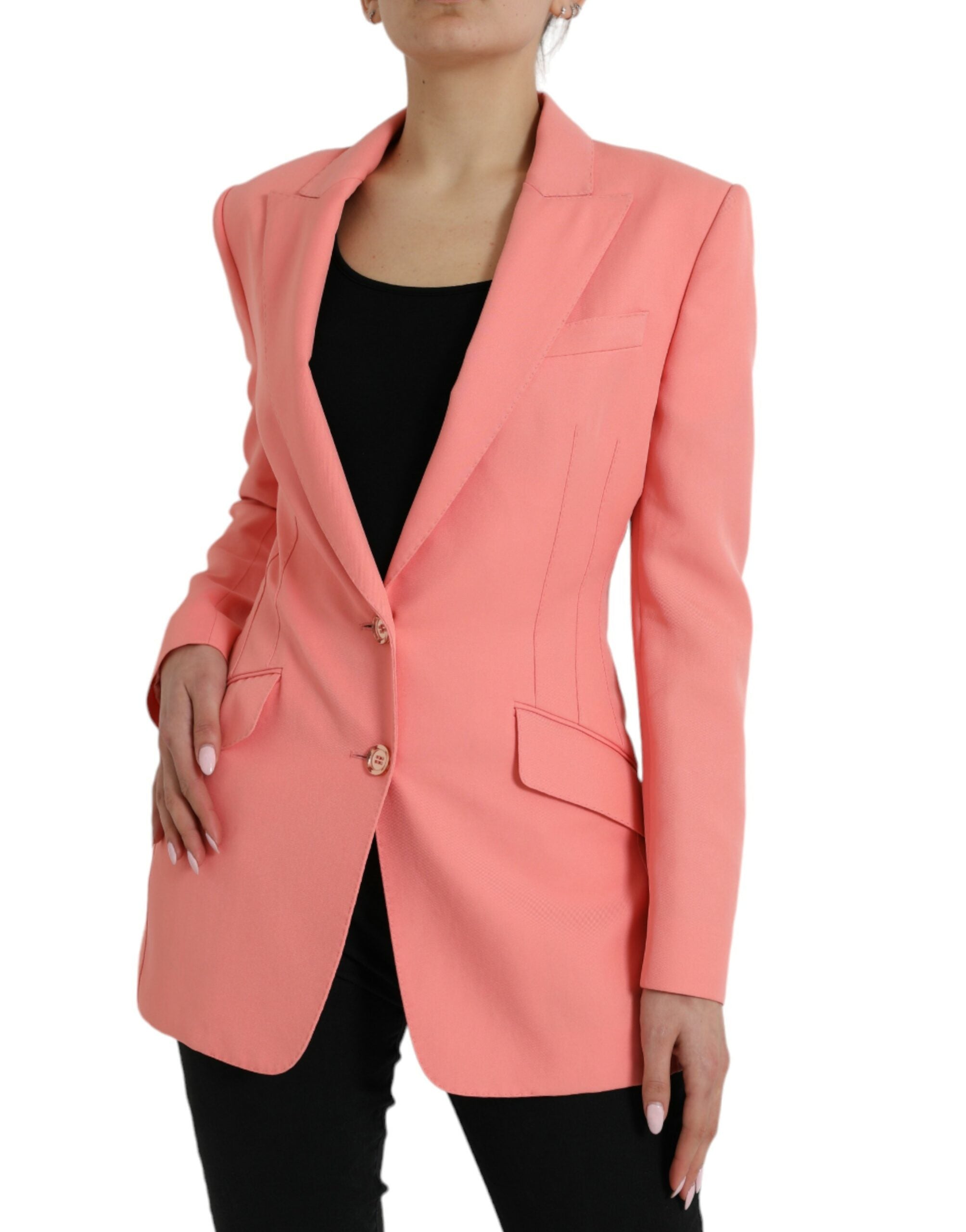 Dolce &amp; Gabbana Chic Pink Peak Lapel Blazer