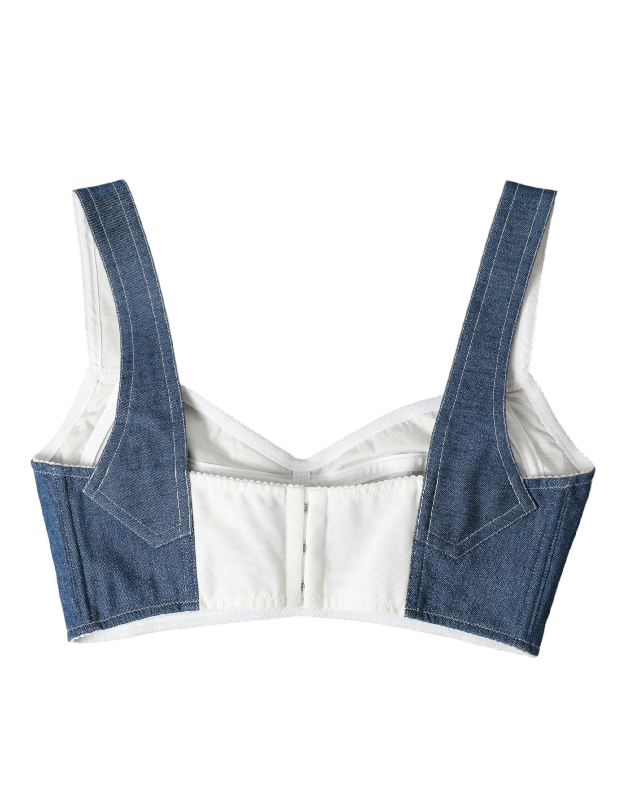 Dolce &amp; Gabbana Elegant Blue Bustier Crop Top