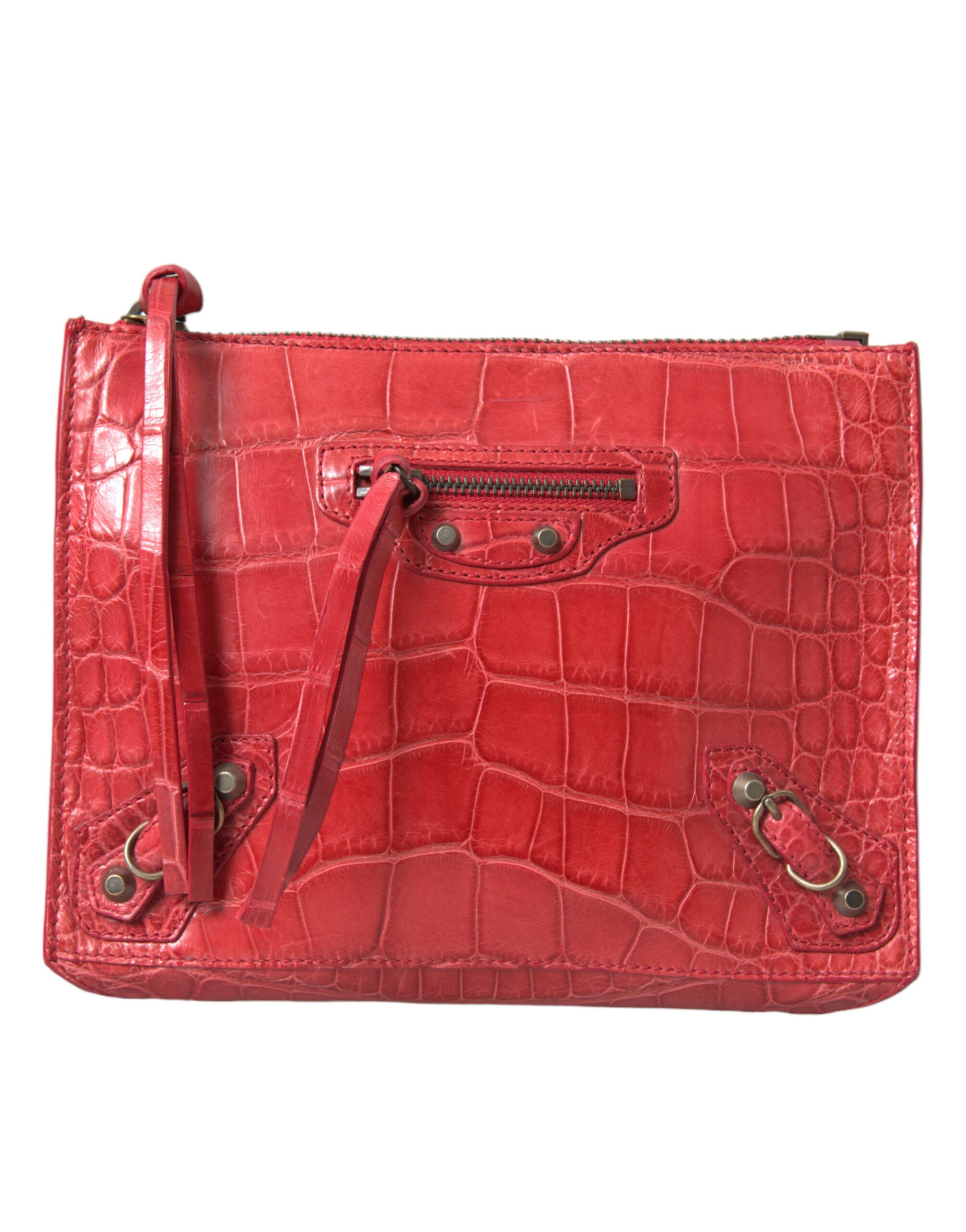 Δερμάτινος συμπλέκτης Balenciaga Exotic Red Alligator