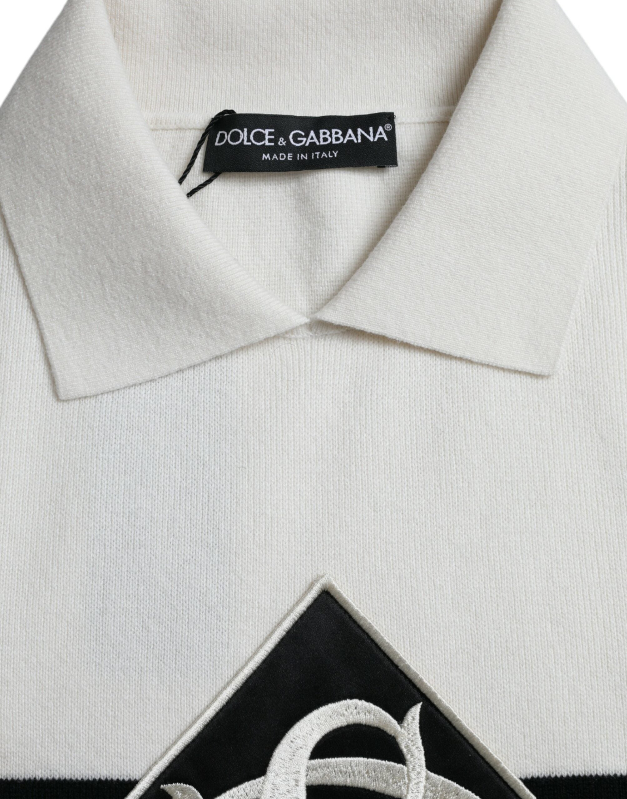 Μπλουζάκι Henley με λογότυπο Dolce &amp; Gabbana White DG