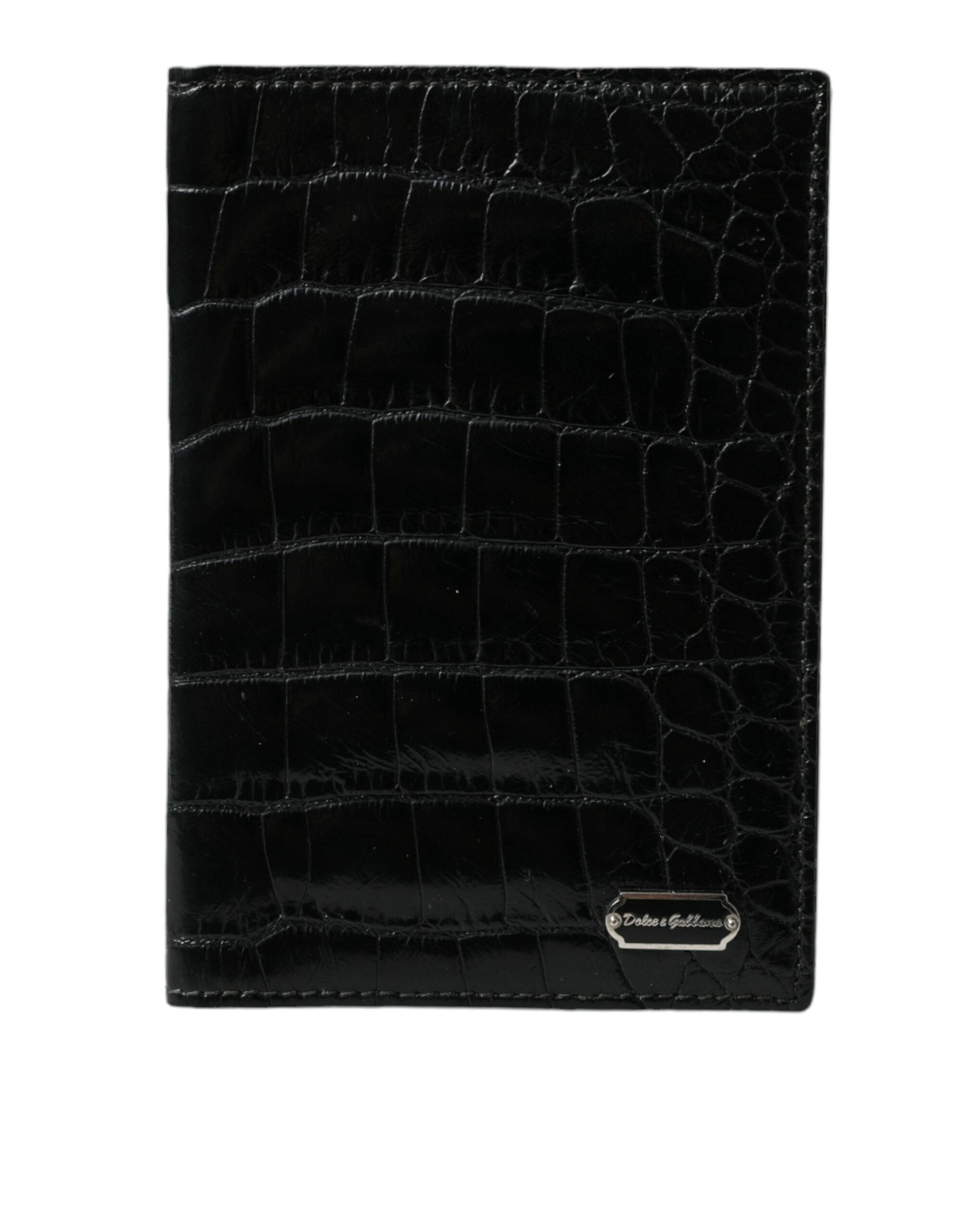 Dolce &amp; Gabbana Black Exotic Skin Leather Long Bifold Passport Hold