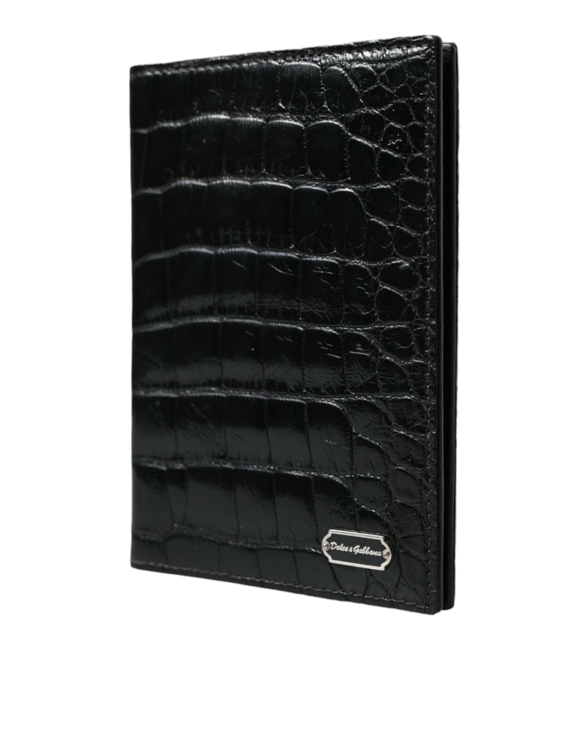 Dolce &amp; Gabbana Black Exotic Skin Leather Long Bifold Passport Hold