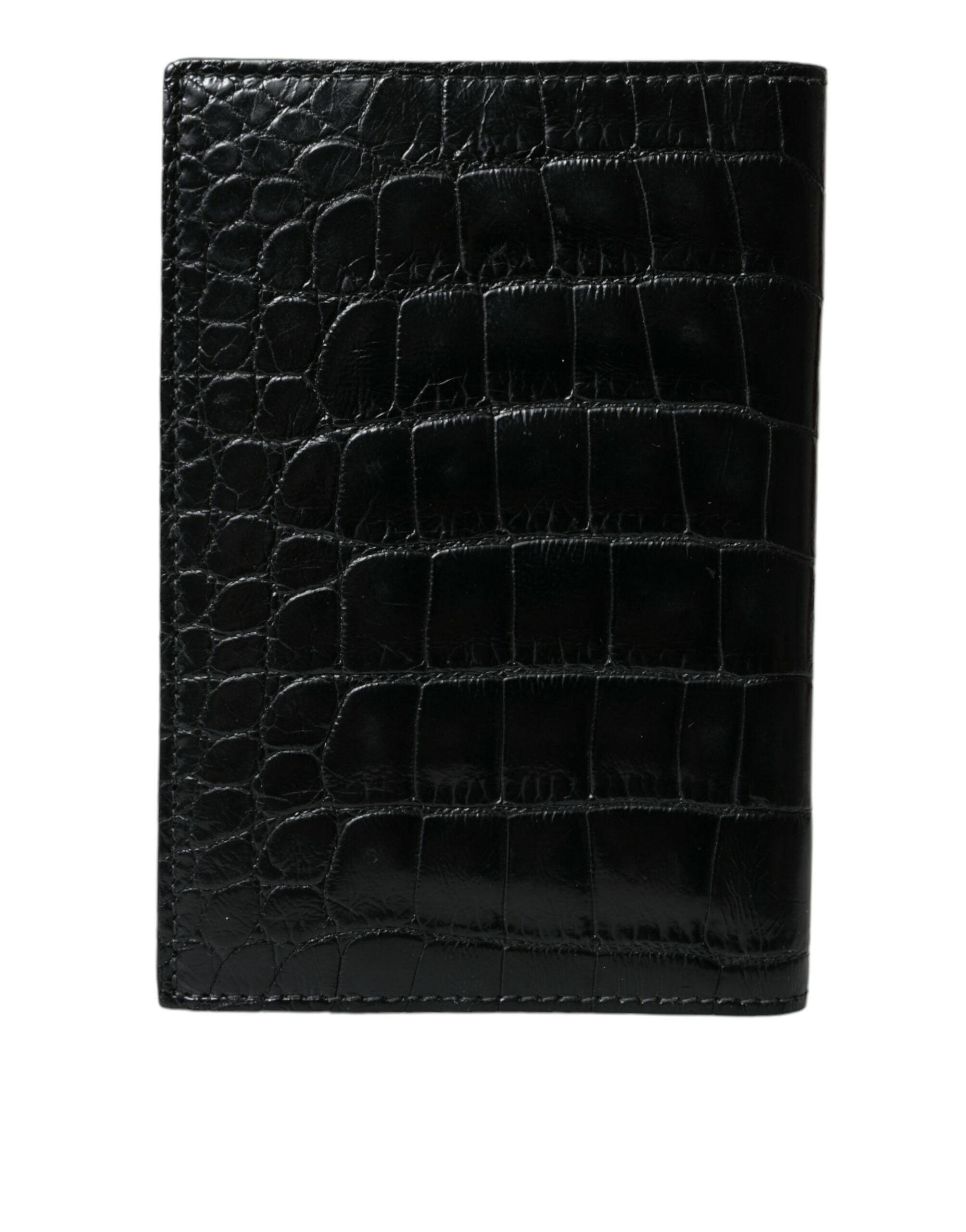 Dolce &amp; Gabbana Black Exotic Skin Leather Long Bifold Passport Hold