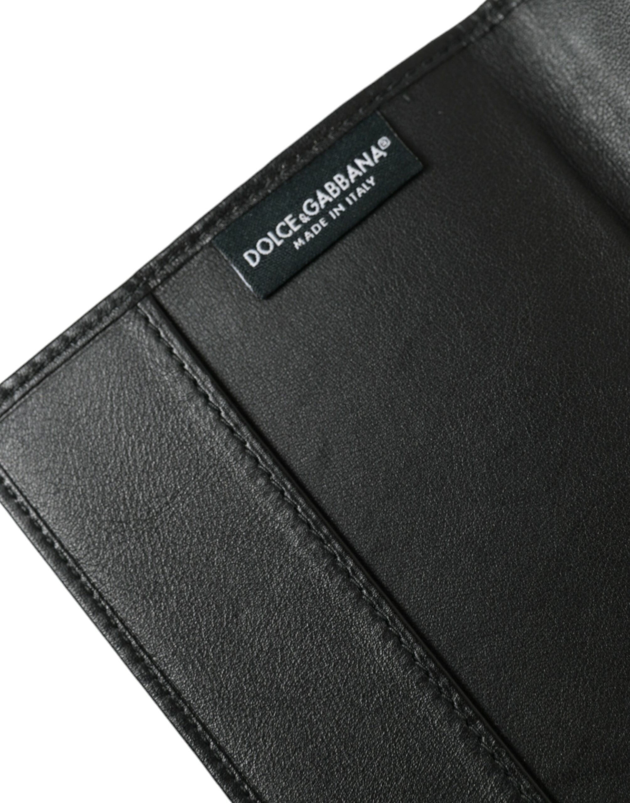 Dolce &amp; Gabbana Black Exotic Skin Leather Long Bifold Passport Hold