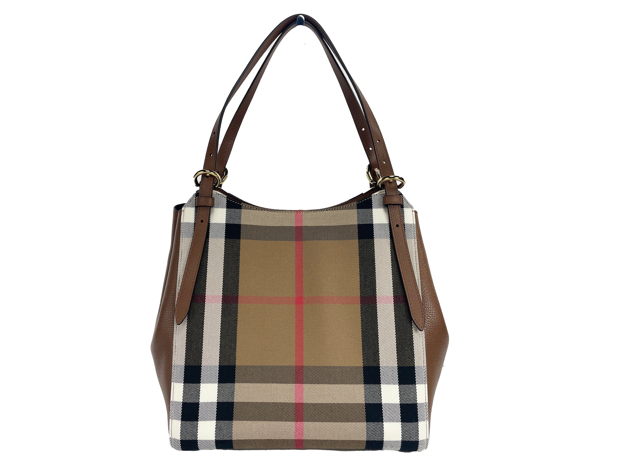 Burberry Small Canterby Tan Δερμάτινη τσάντα τσέπης καμβάς