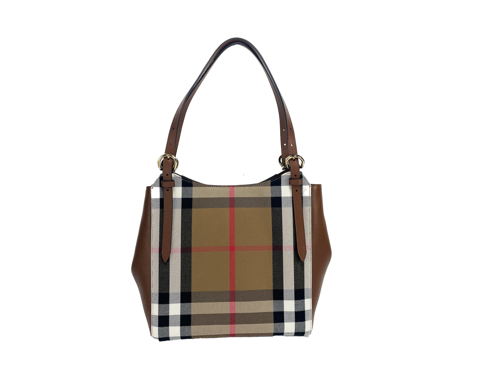 Burberry Small Canterby Tan Δερμάτινη τσάντα τσέπης καμβάς