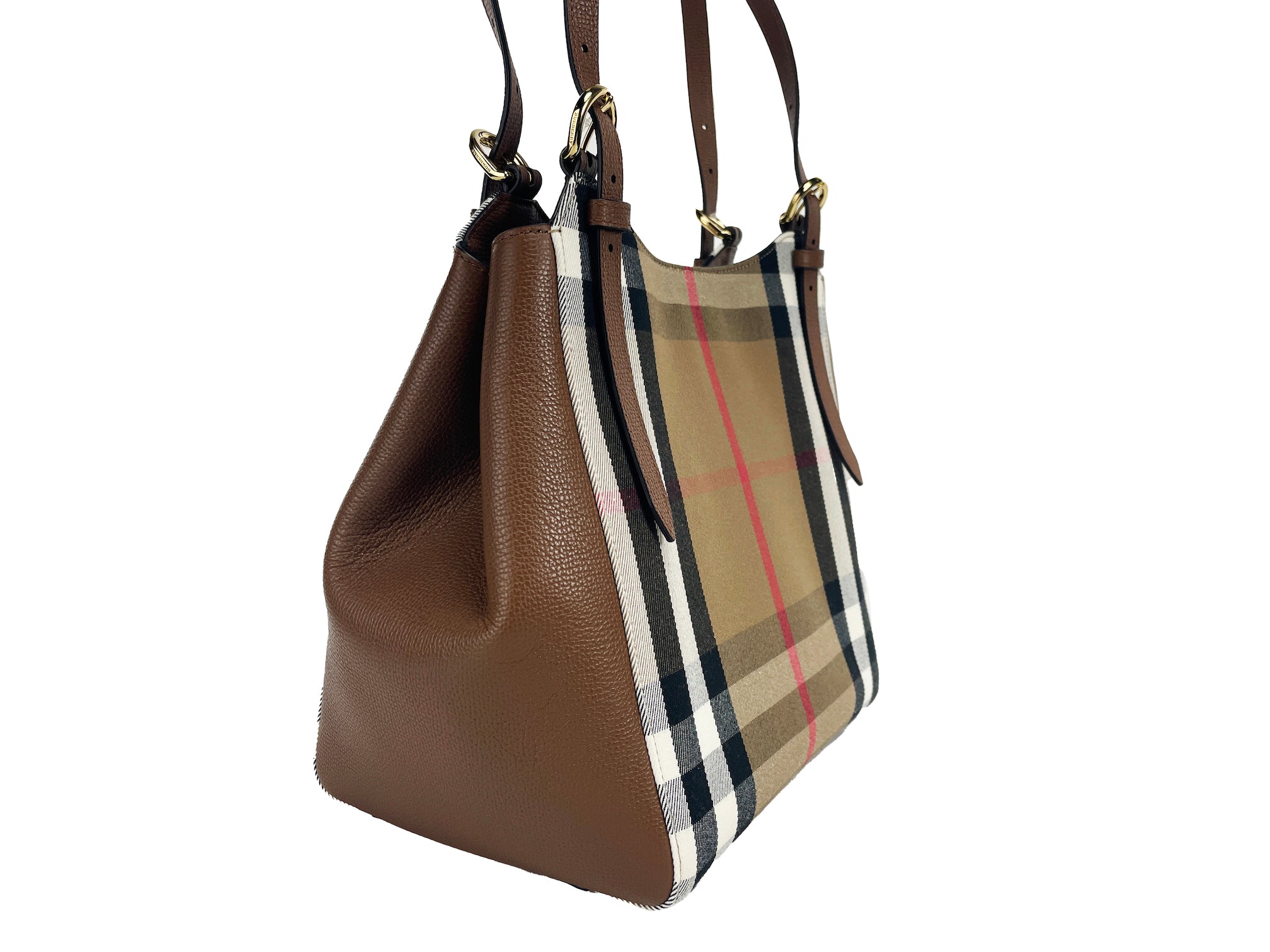 Burberry Small Canterby Tan Δερμάτινη τσάντα τσέπης καμβάς