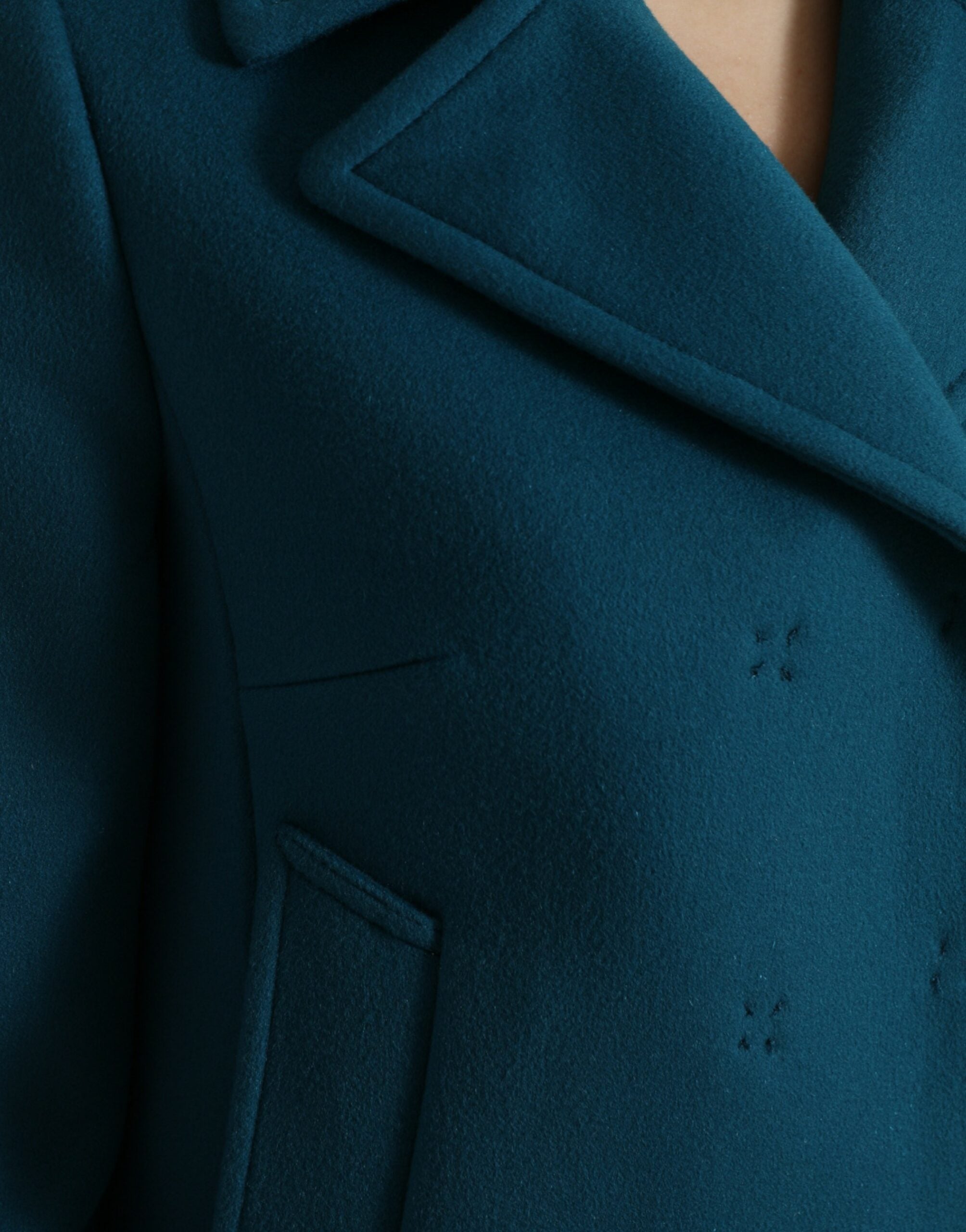 Κοντό παλτό Dolce & Gabbana Blue Trench Wool Cashmere