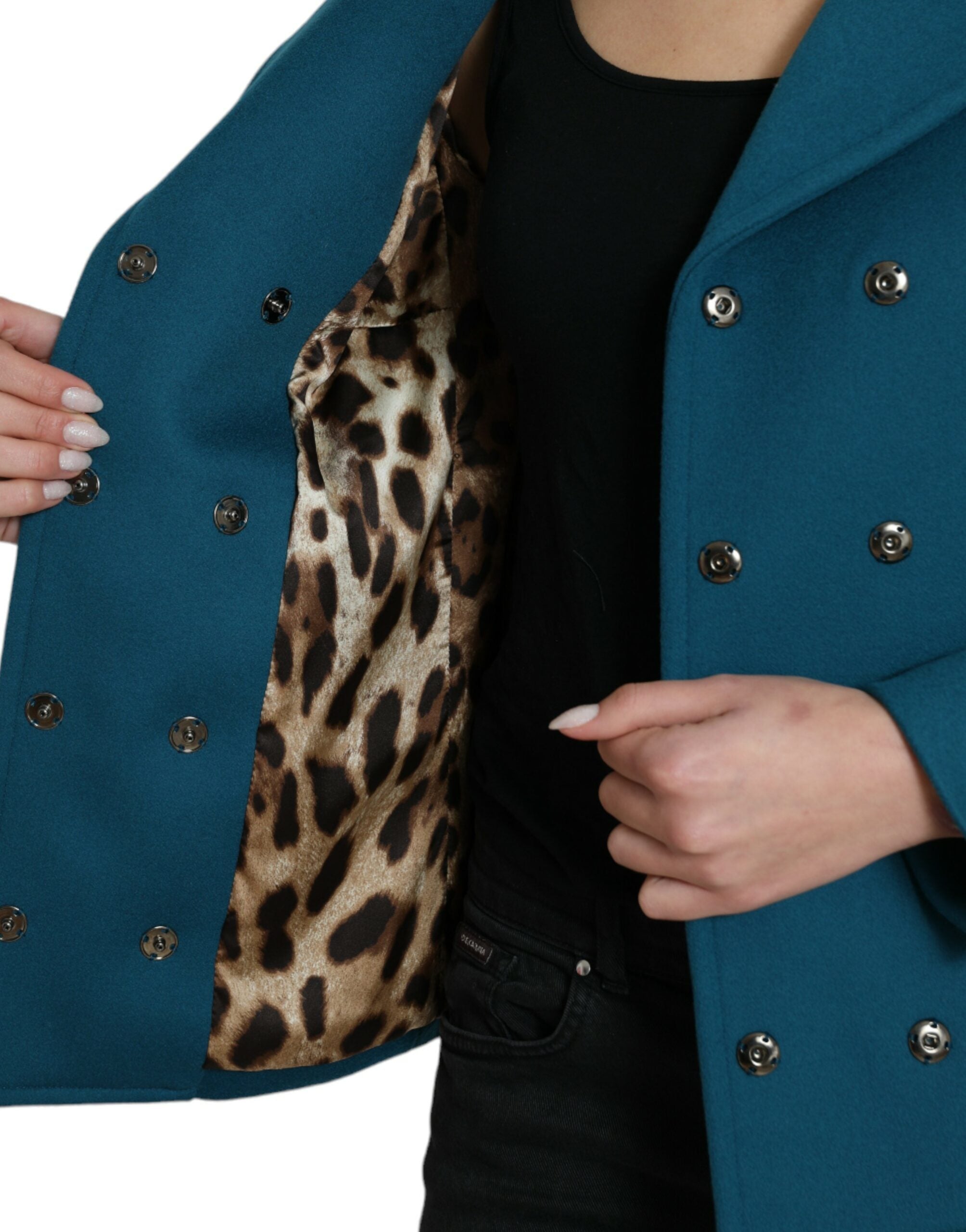 Κοντό παλτό Dolce & Gabbana Blue Trench Wool Cashmere