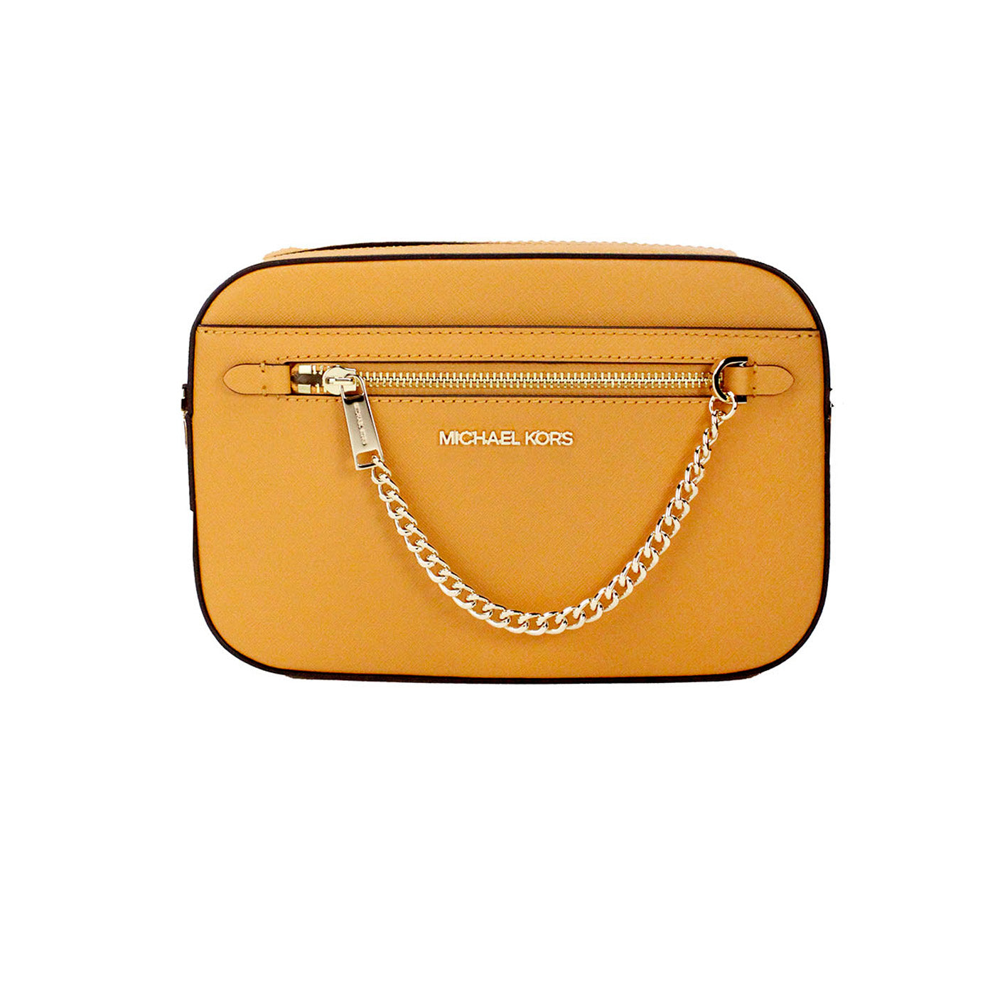 Τσάντα χιαστί με φερμουάρ Michael Kors Jet Set East West Large Cider Leather Chain Crossbody