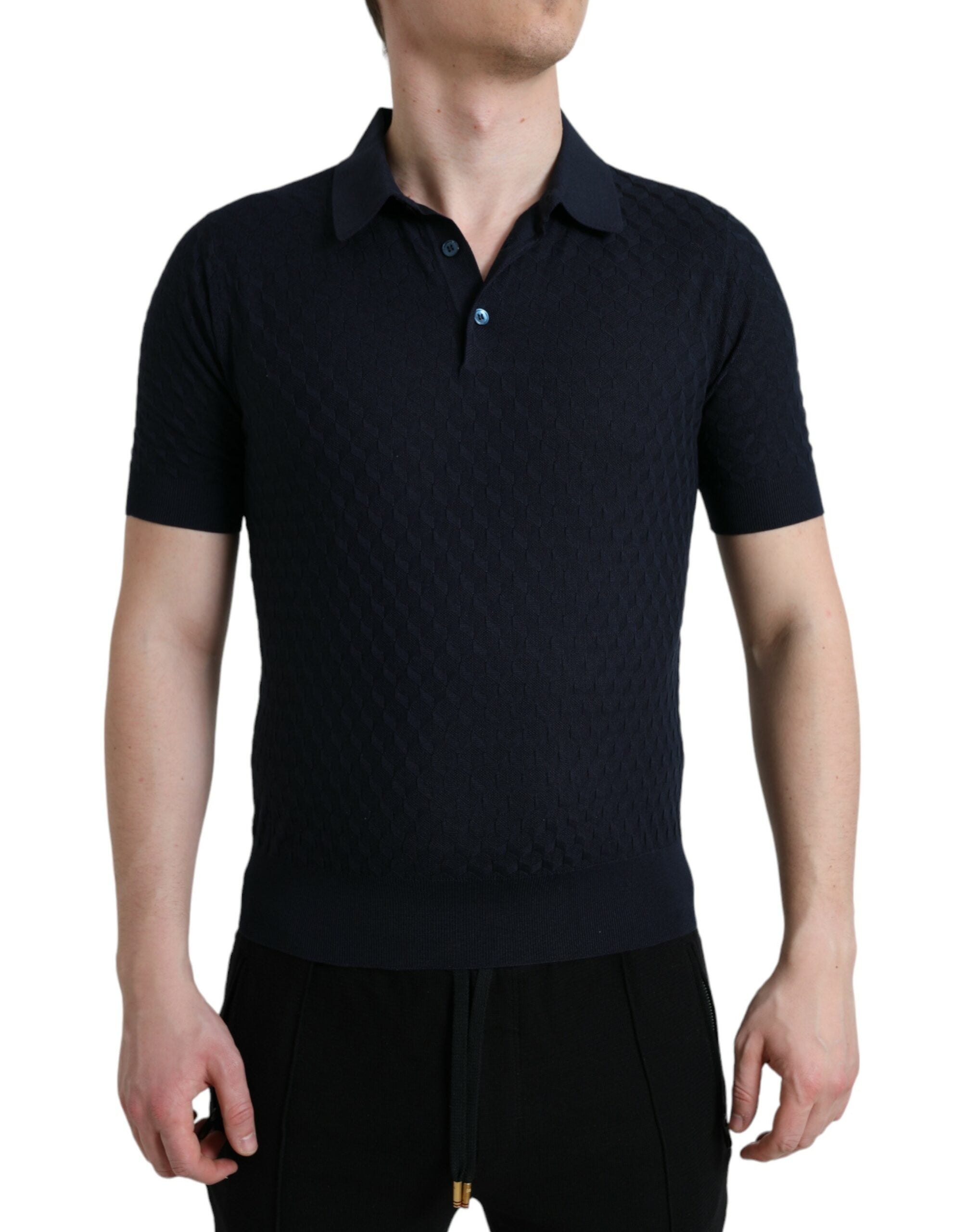 Dolce & Gabbana Dark Blue Collared Short Sleeve Polo T-shirt