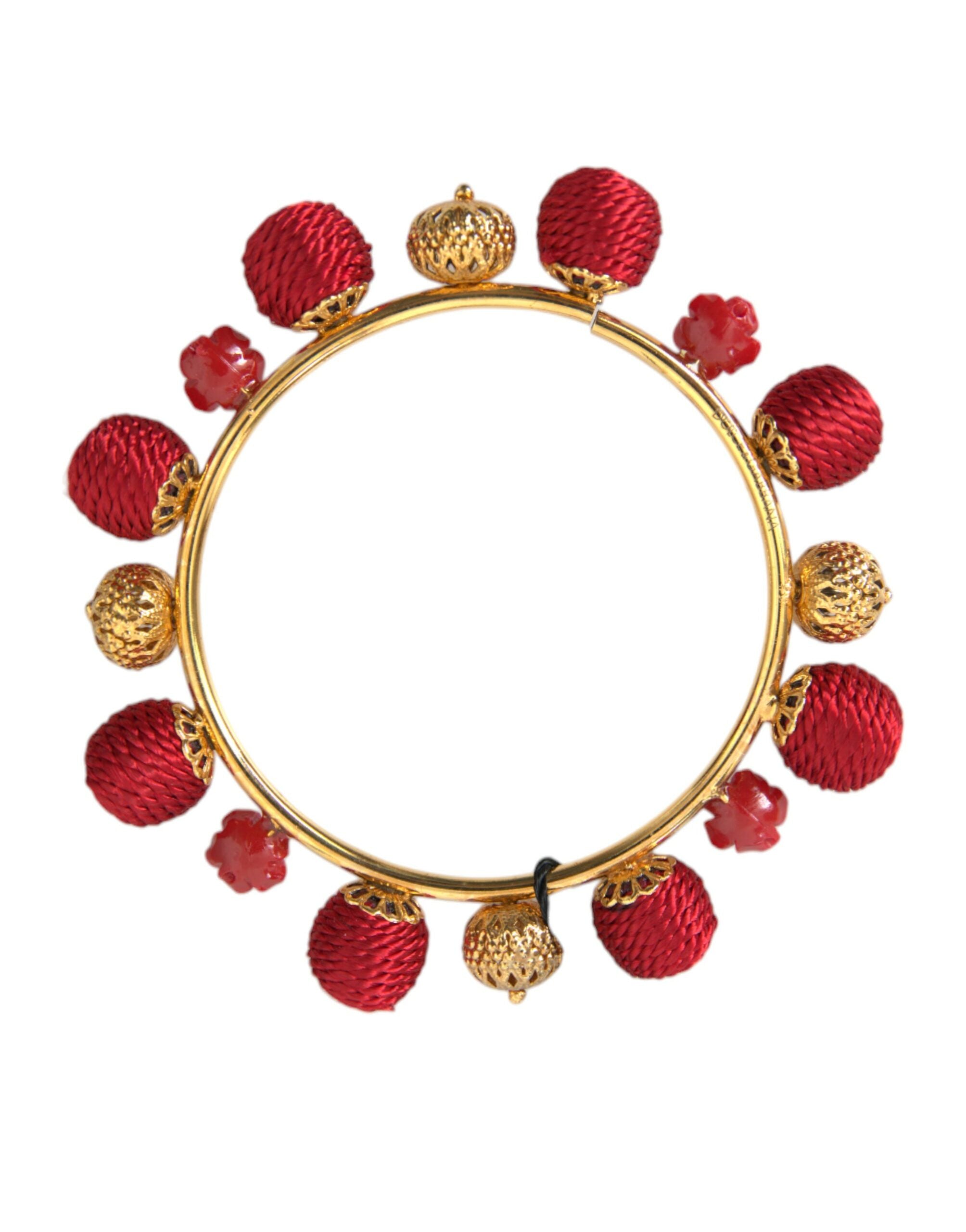 Βραχιόλι Dolce &amp; Gabbana Gold Brass Red RUNWAY Sicilia Natale Roses