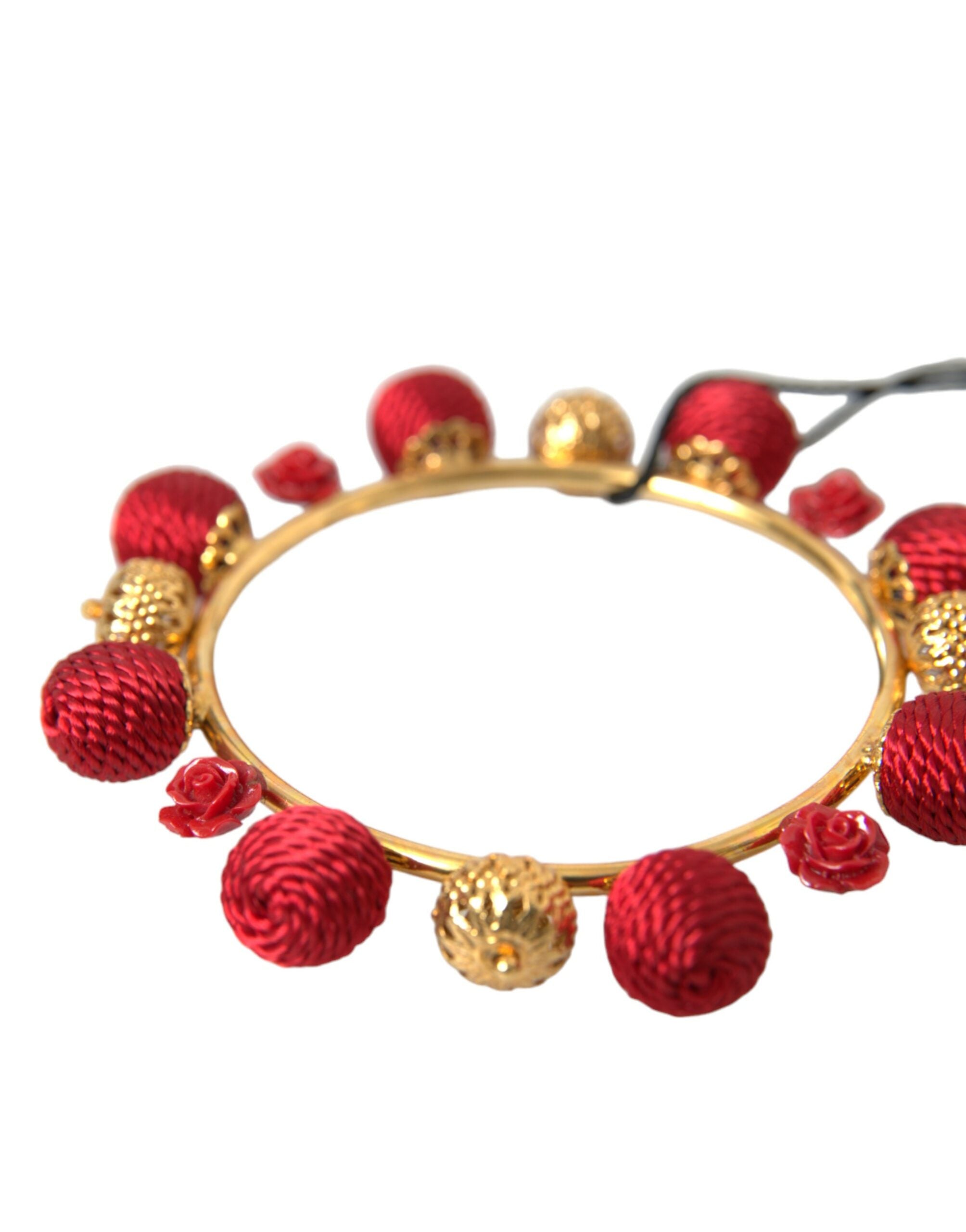 Βραχιόλι Dolce &amp; Gabbana Gold Brass Red RUNWAY Sicilia Natale Roses