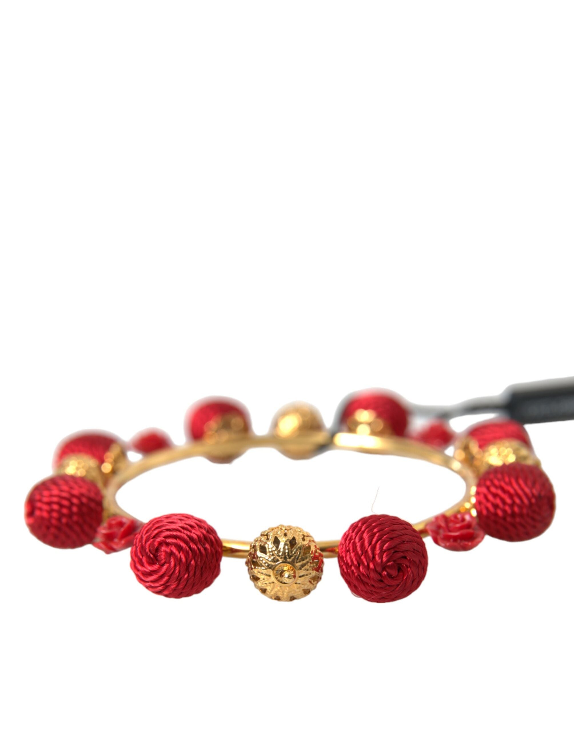 Βραχιόλι Dolce &amp; Gabbana Gold Brass Red RUNWAY Sicilia Natale Roses