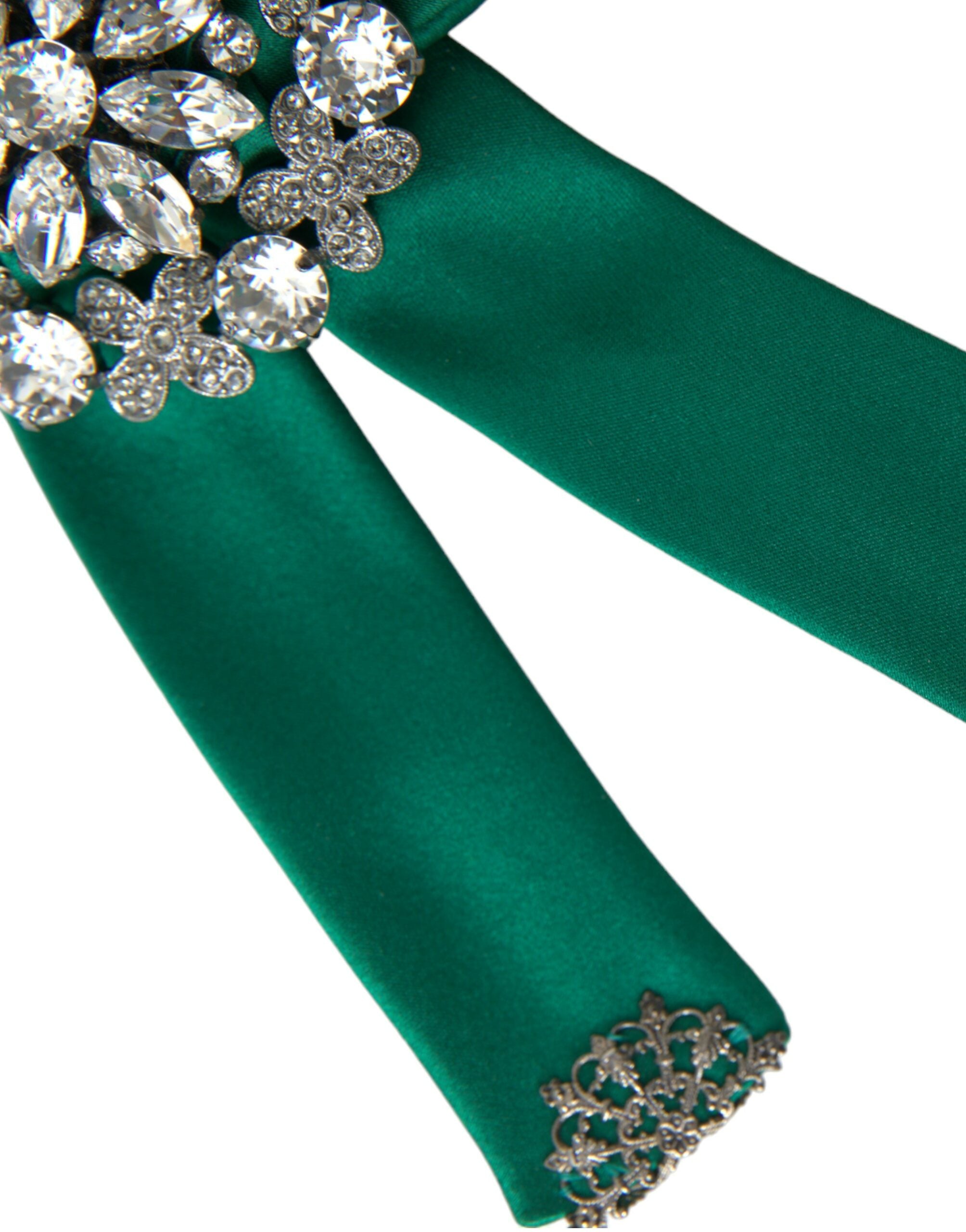 Γυναικείο κλιπ μαλλιών Dolce &amp; Gabbana Green Satin Bird Crystal