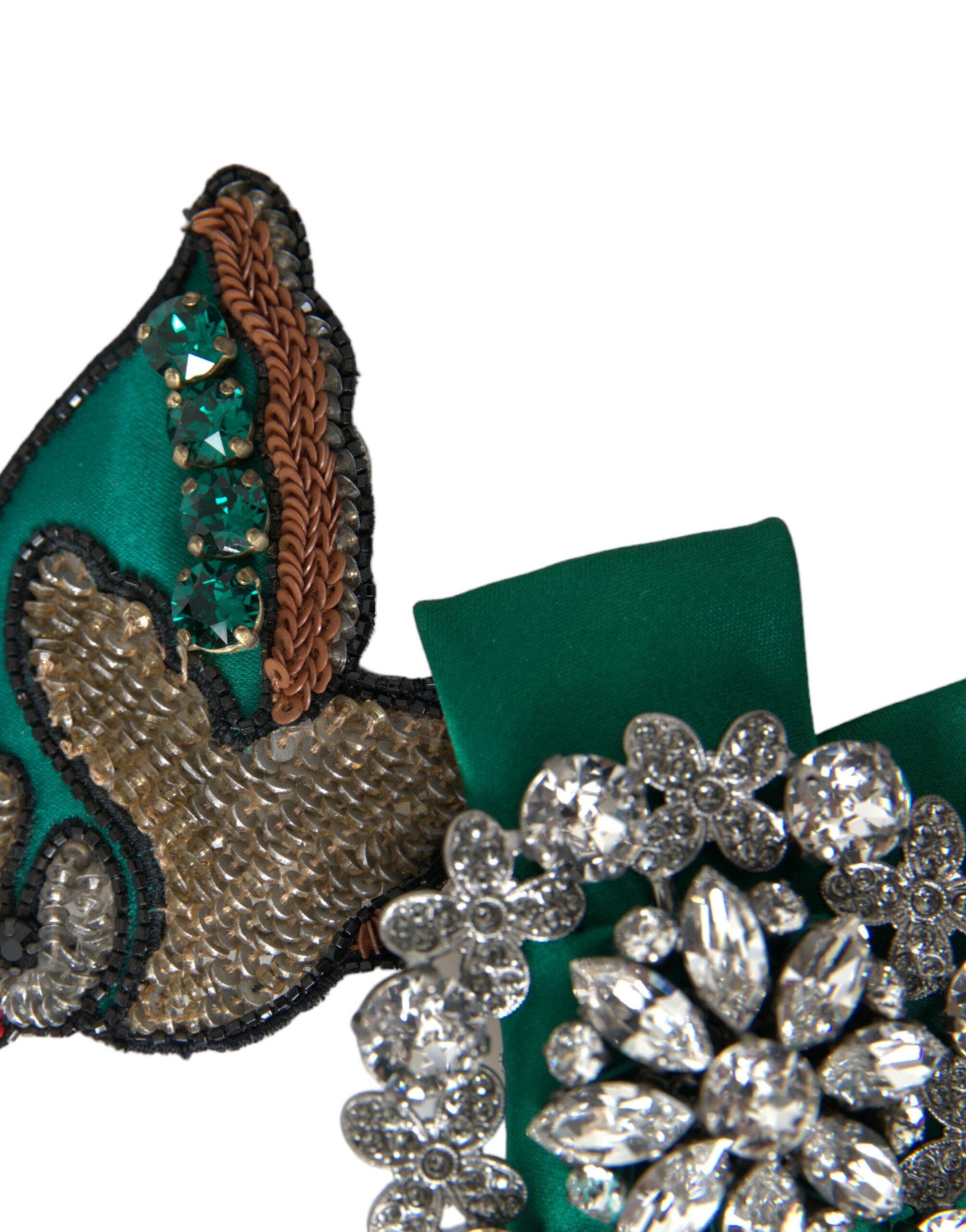 Γυναικείο κλιπ μαλλιών Dolce &amp; Gabbana Green Satin Bird Crystal